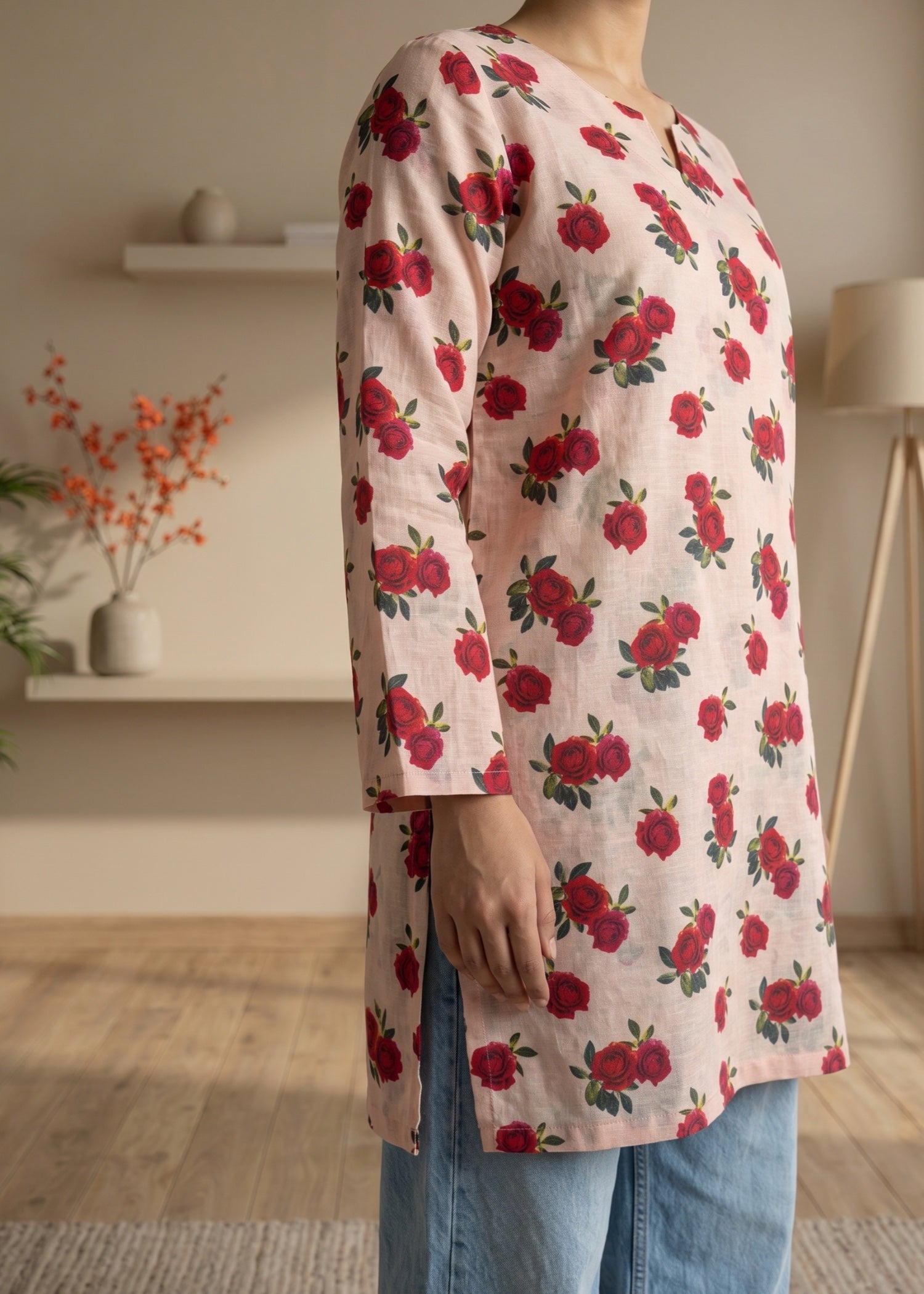 lawn cotton Kurti in Pastel pink