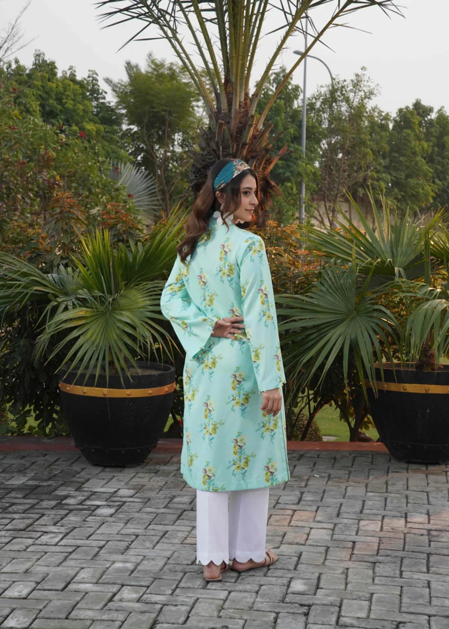 viscose Kurta Set in Aquamarine
