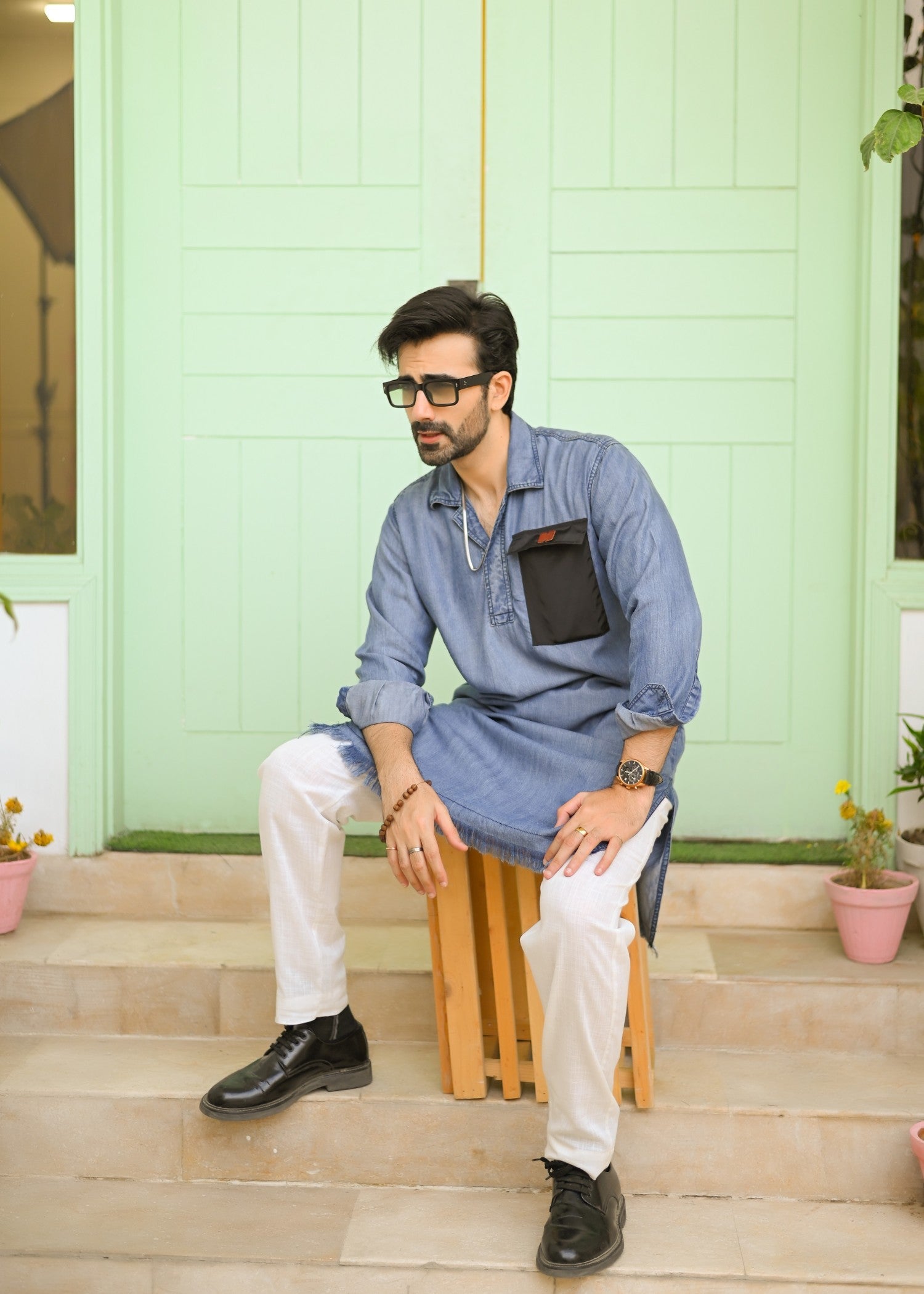 denim Kurta in Blue