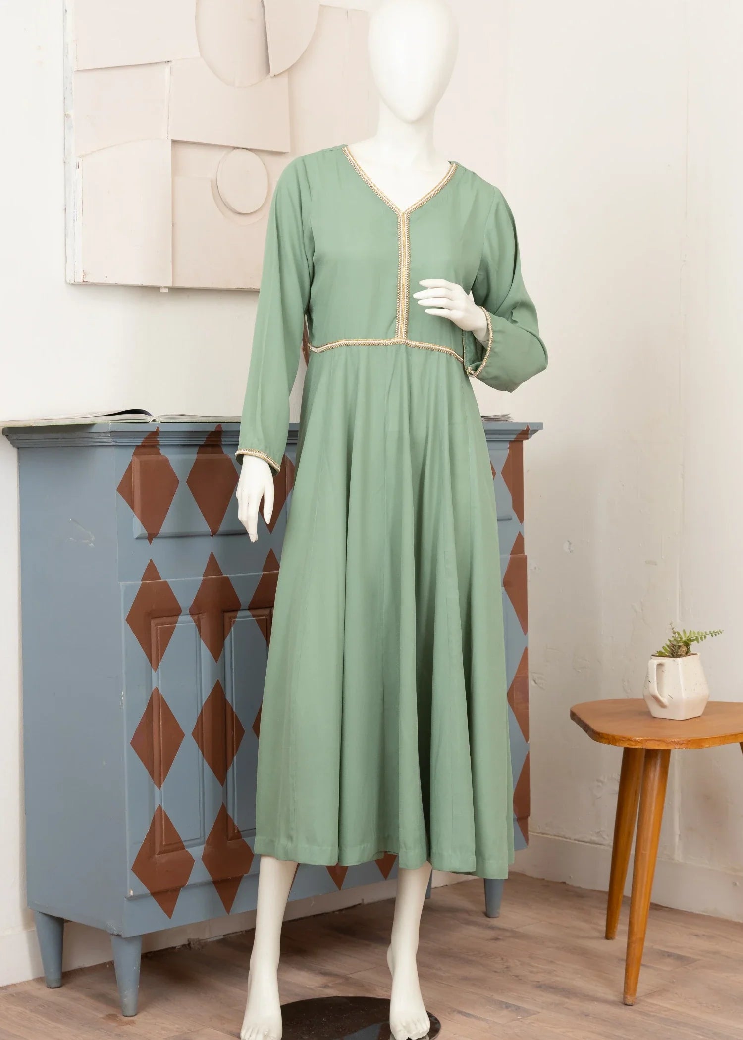 georgette Maxi in Moss green