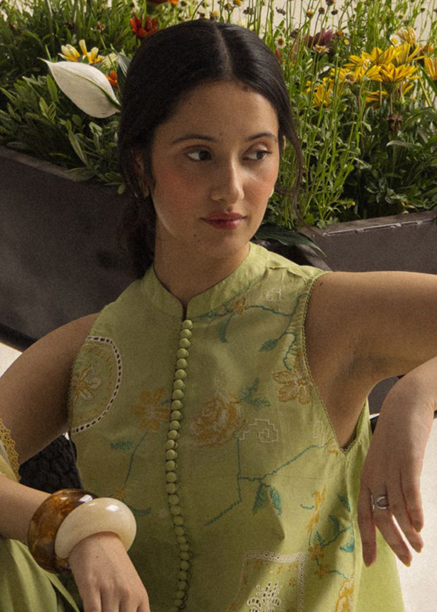 self jacquard Unstitched in Apple green