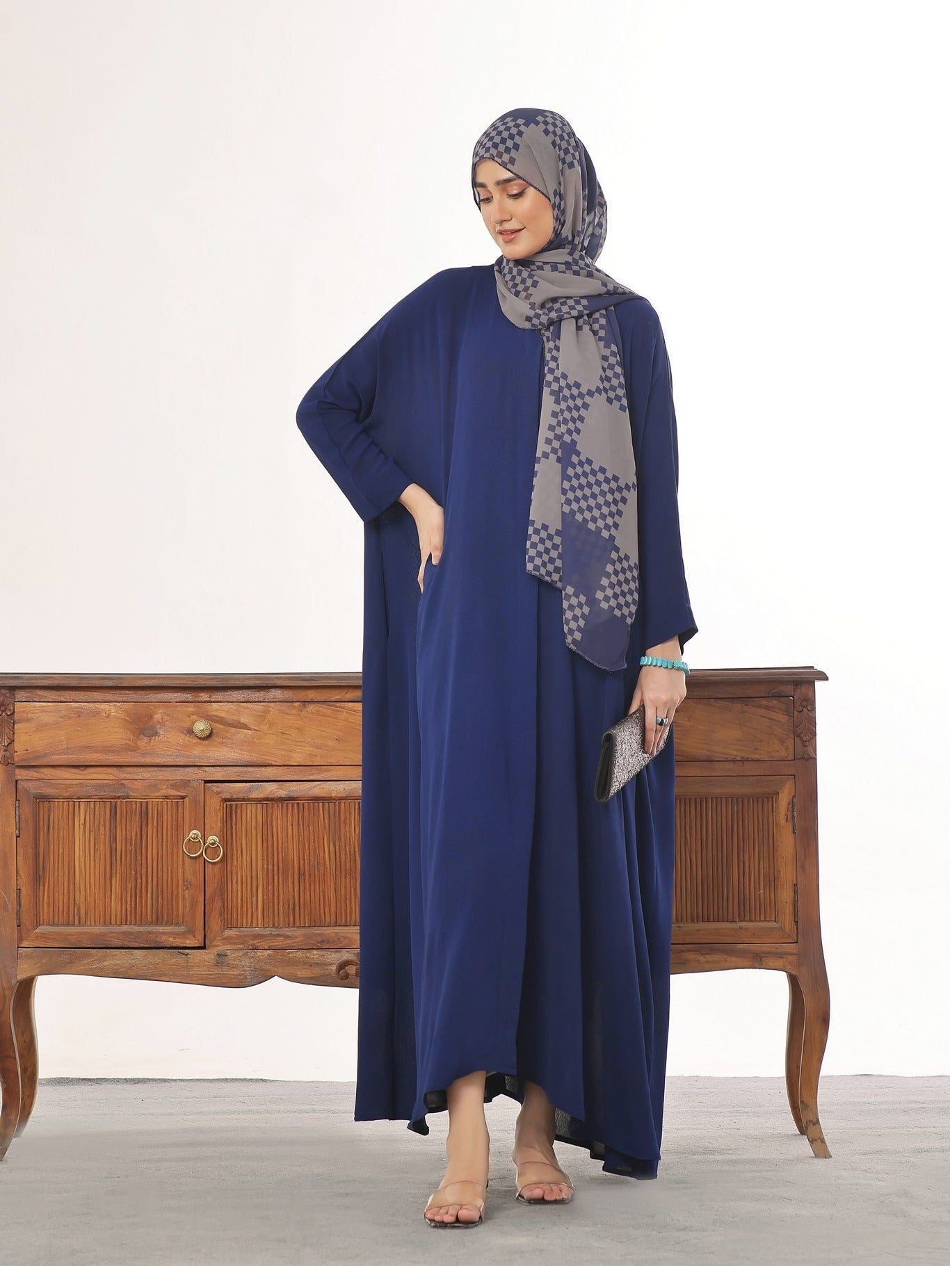 polyester Abaya in Blue