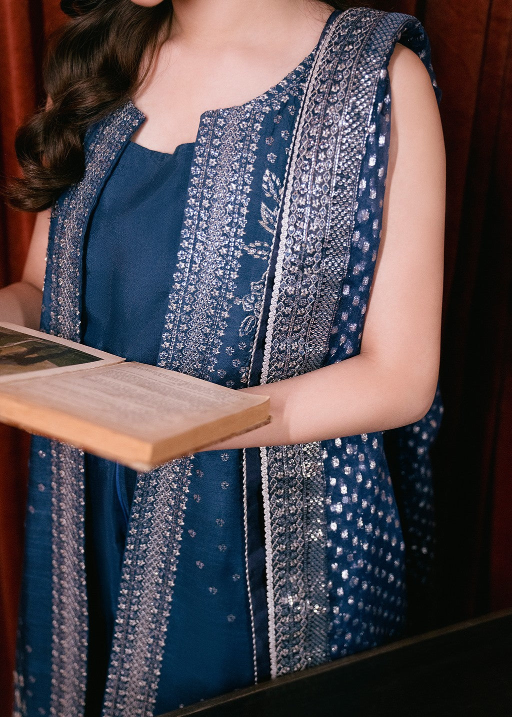 raw silk Unstitched in Royal blue