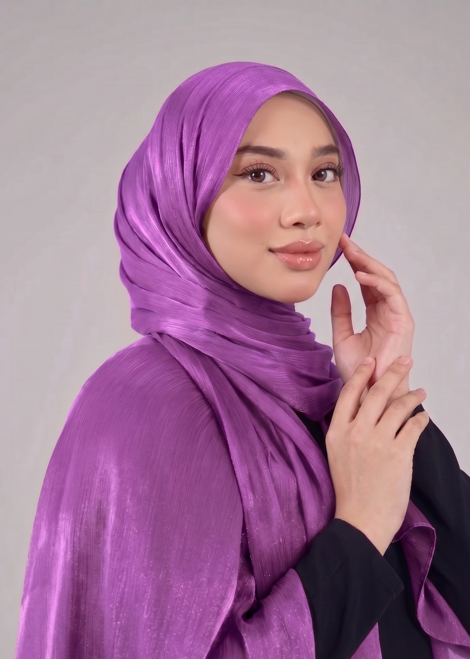 lurex organza Hijab in Purple