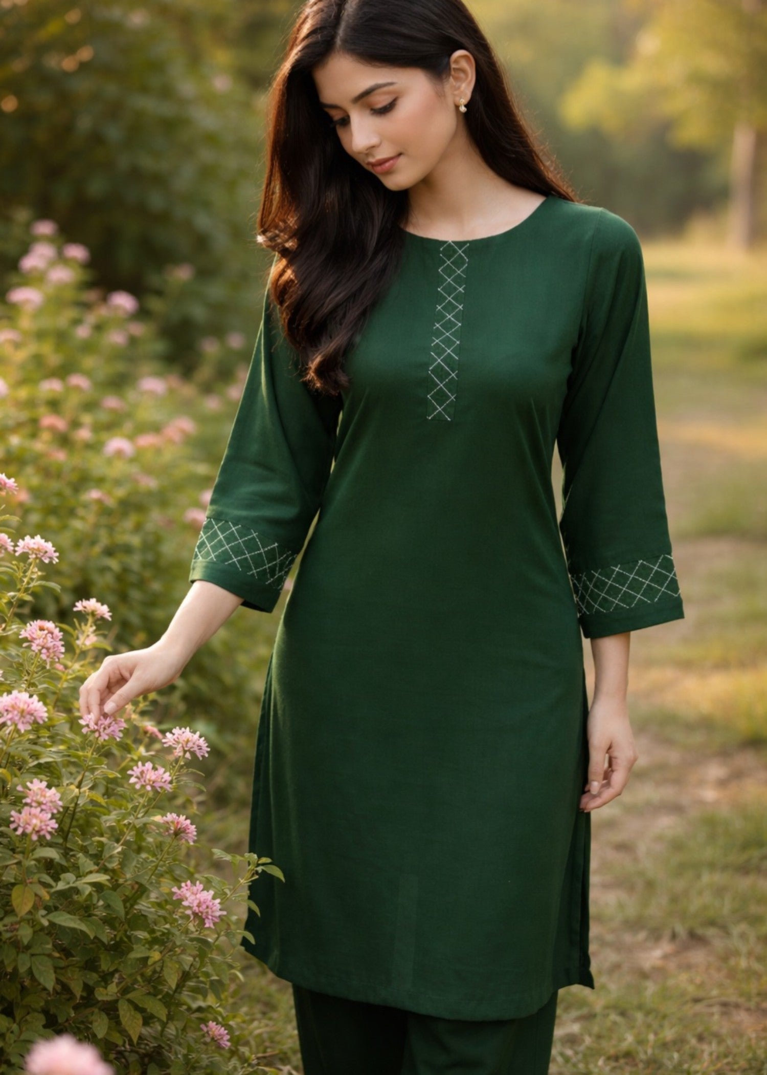 georgette Kurta Set in Green