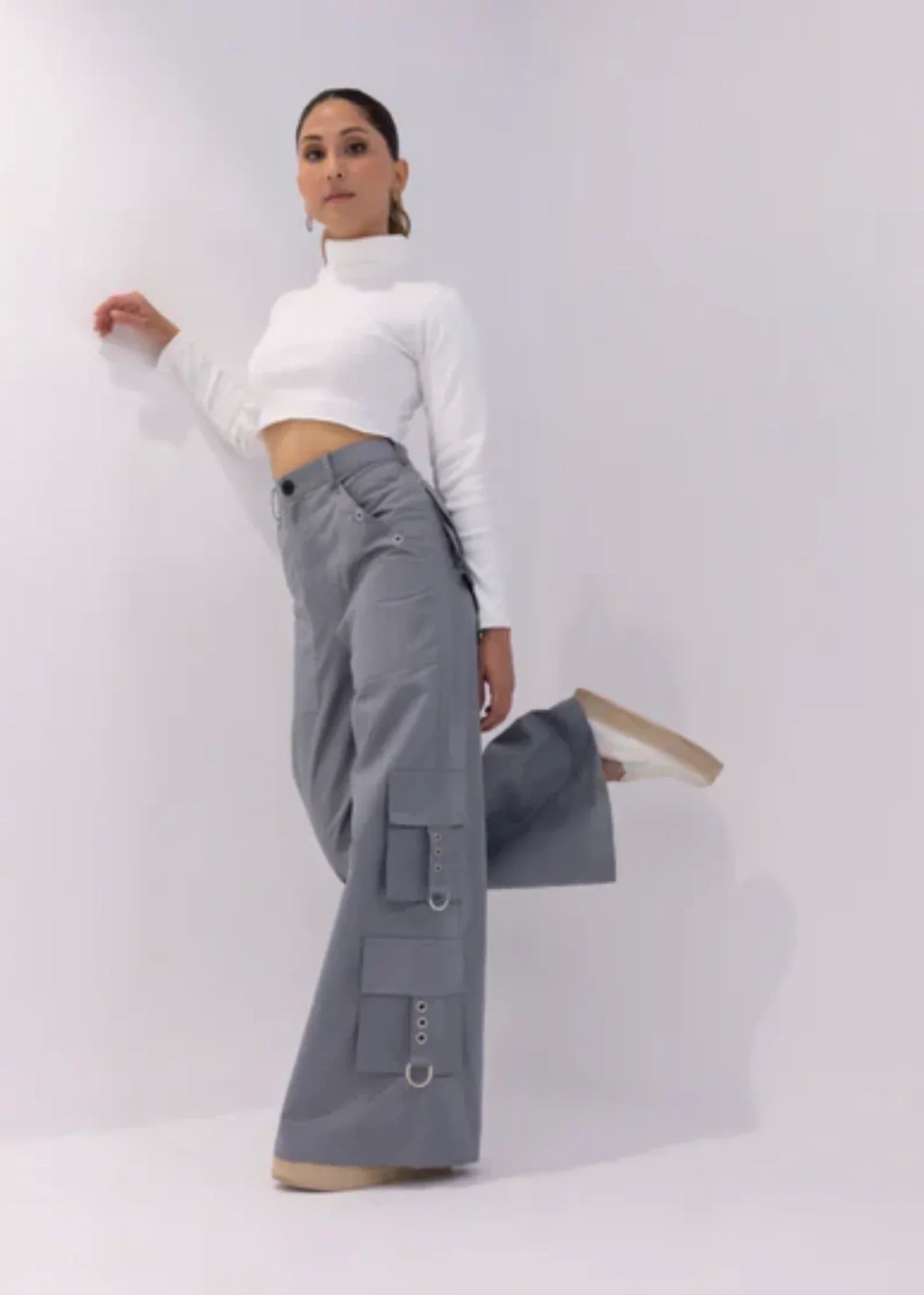 twill cotton Pants in Grey
