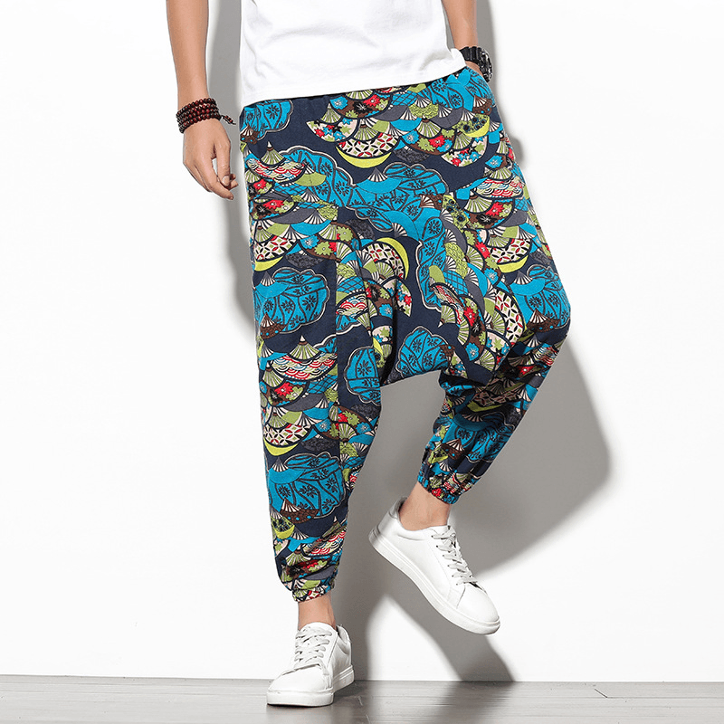 Summer Bohemian Loose Wide-Leg Elephant Flower Beach Trousers