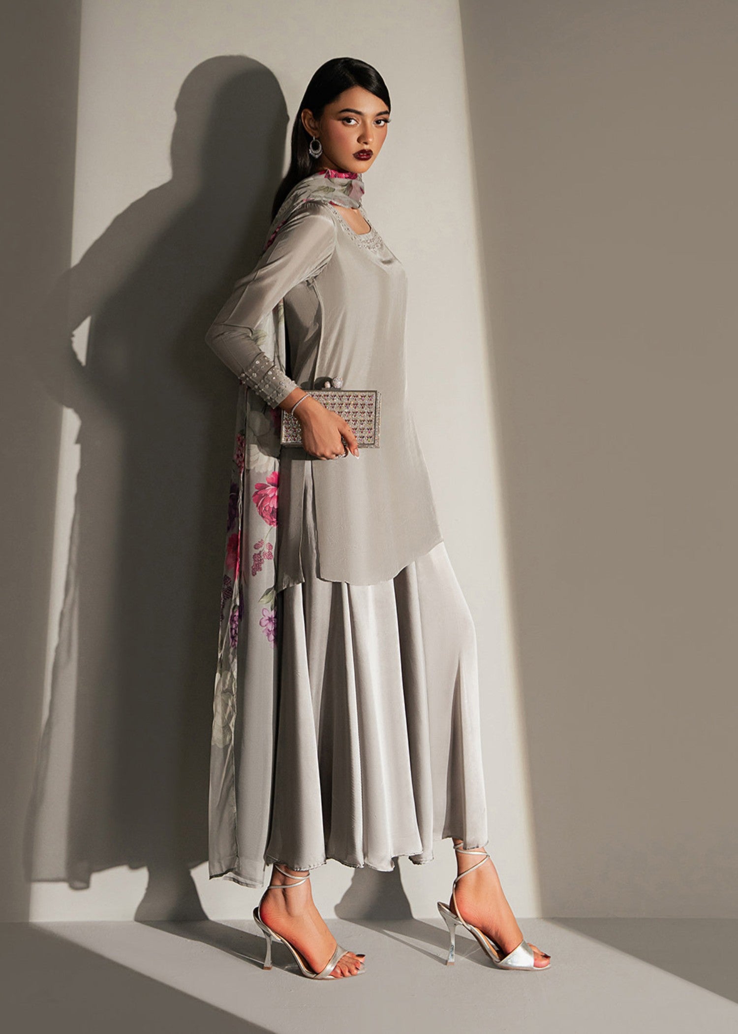 silk Kurti in Grey