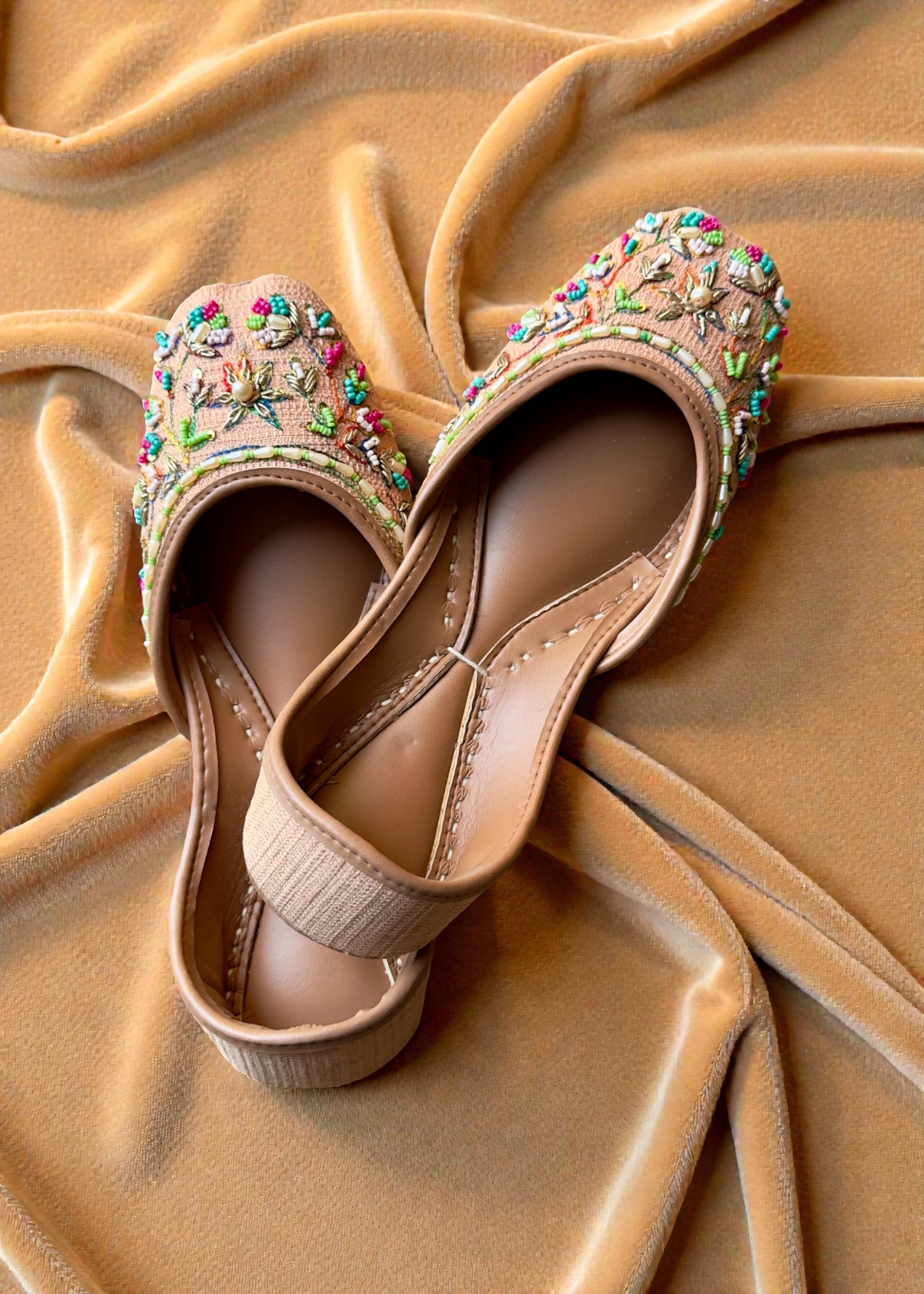 Khussa in Sand brown by - High Quality Women Khussa VRV6408