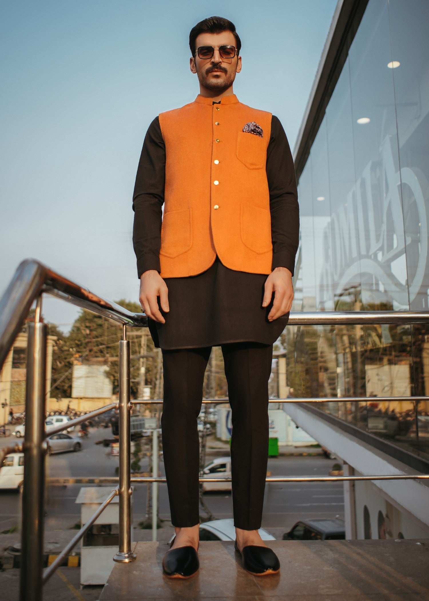 wool Waistcoat in Orange