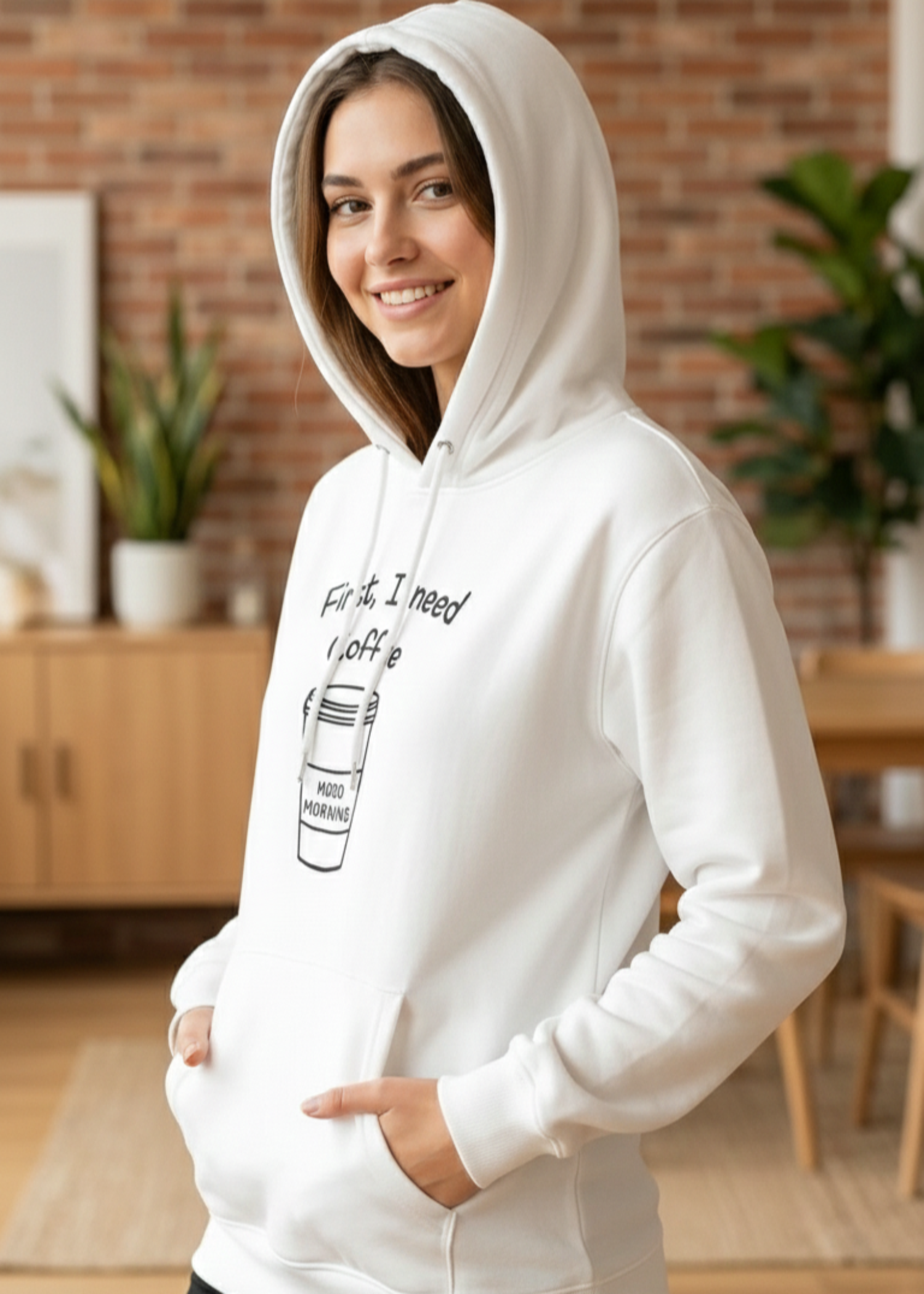 cotton Hoodie in White