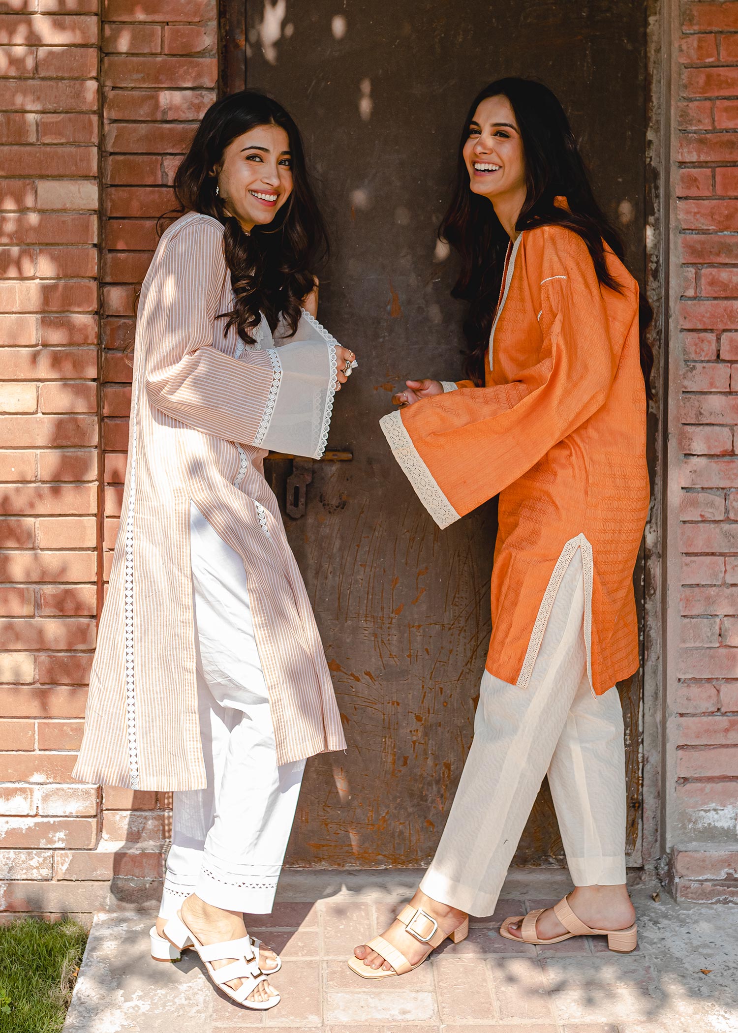 cotton dobby Kurti in Rust orange