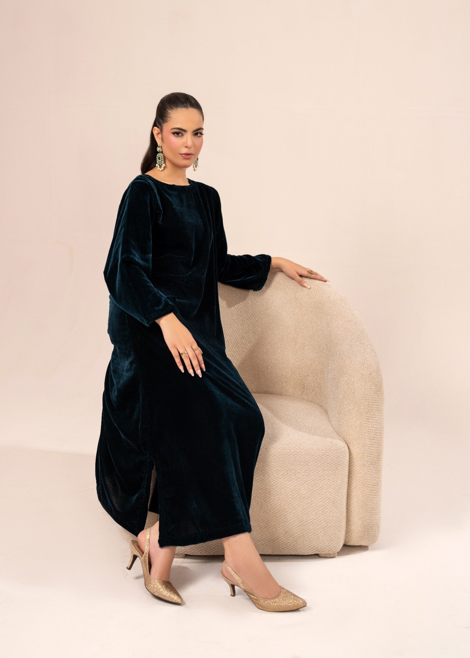 velvet Kaftan in Teal