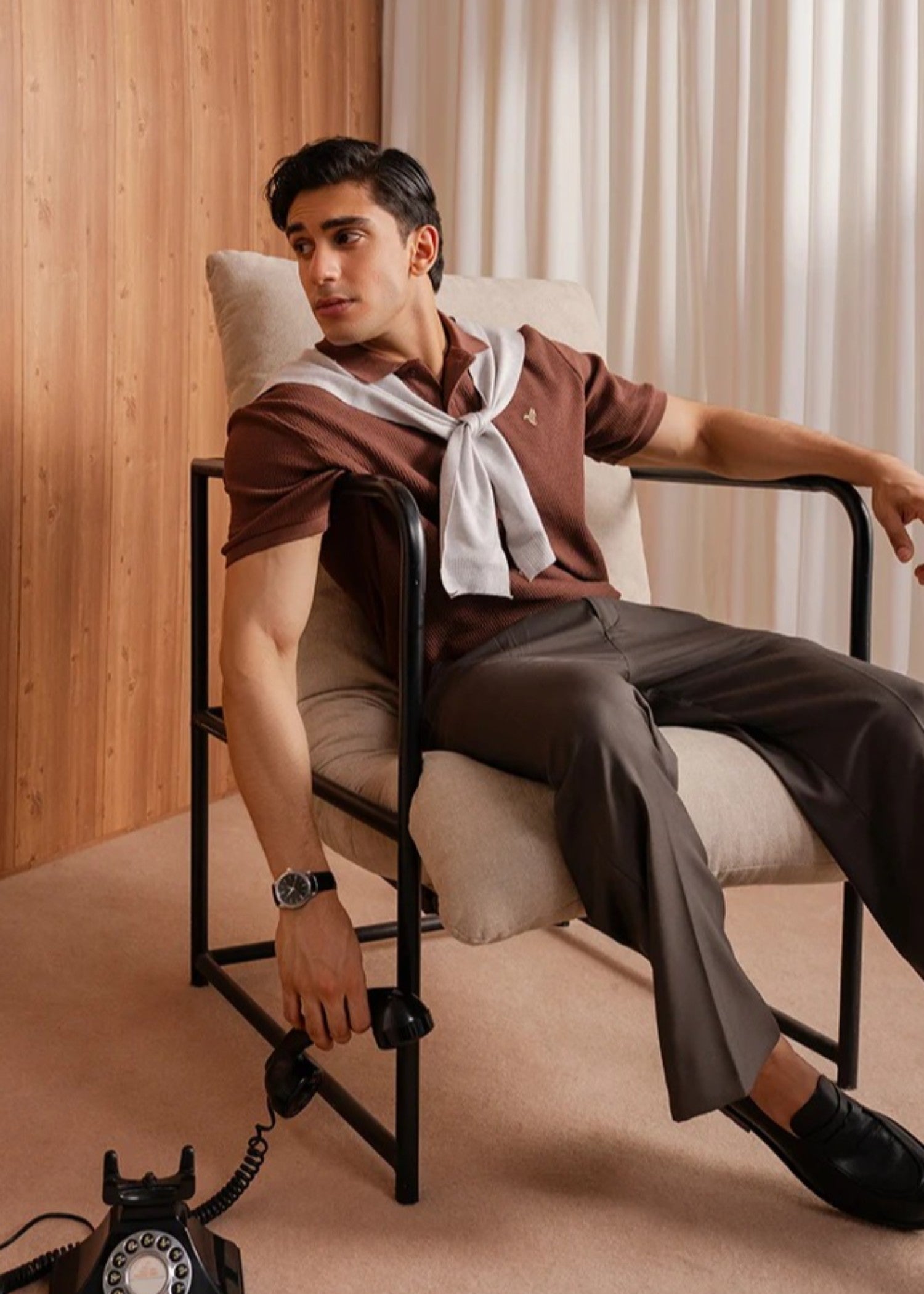 cotton Polo Shirt in Rustic brown