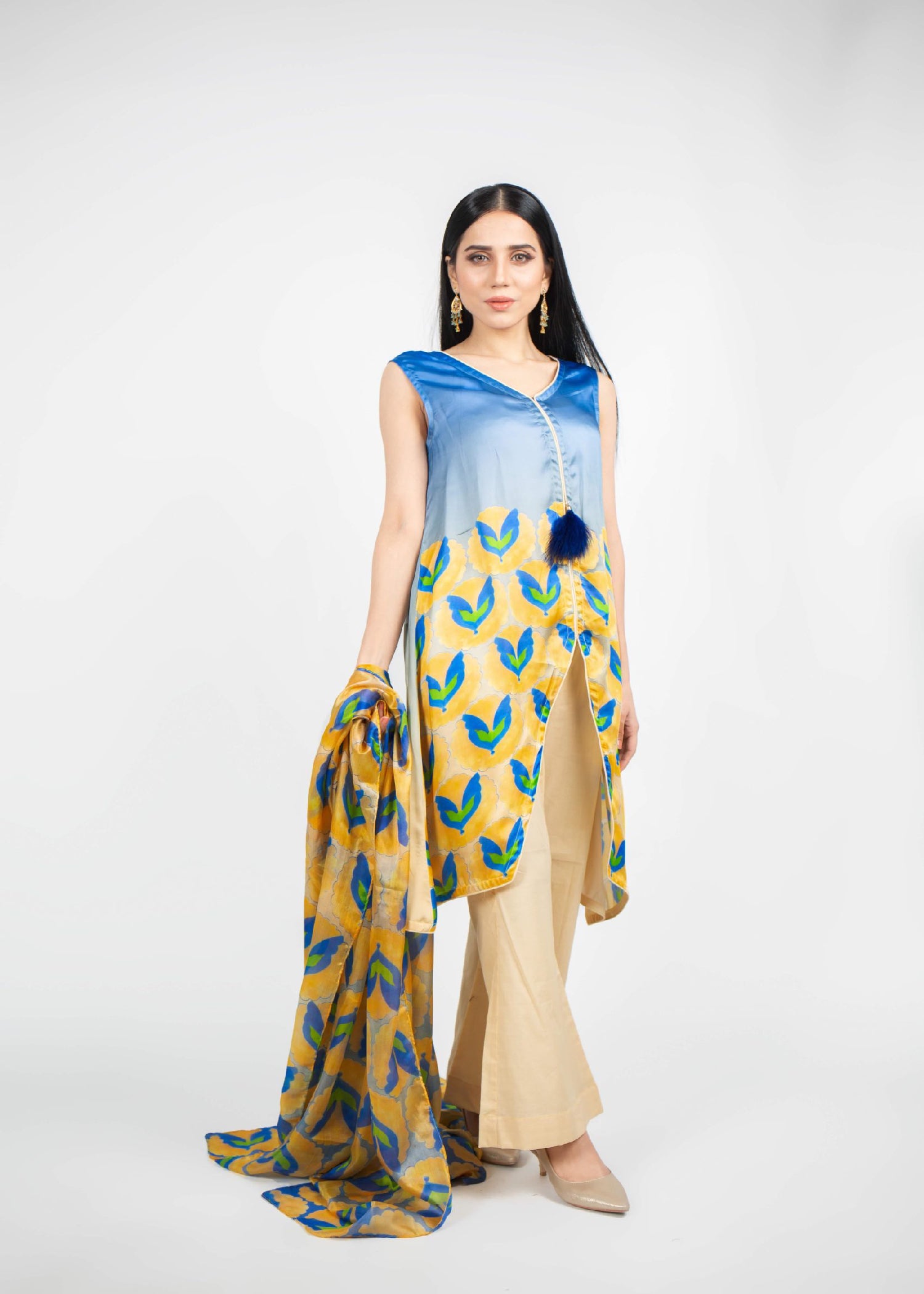 silk Short Frock in Multi