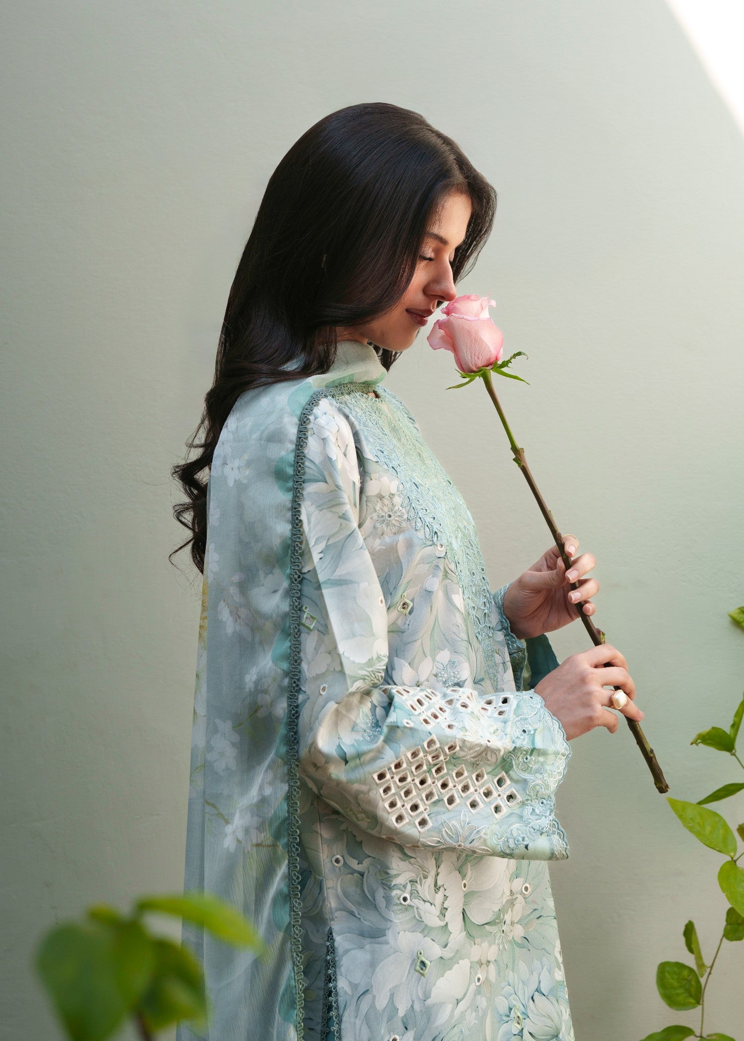 lawn Kurta Set in Cloud blue