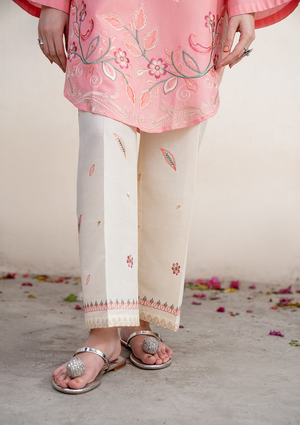 cotton Kurta Set in Peach pink