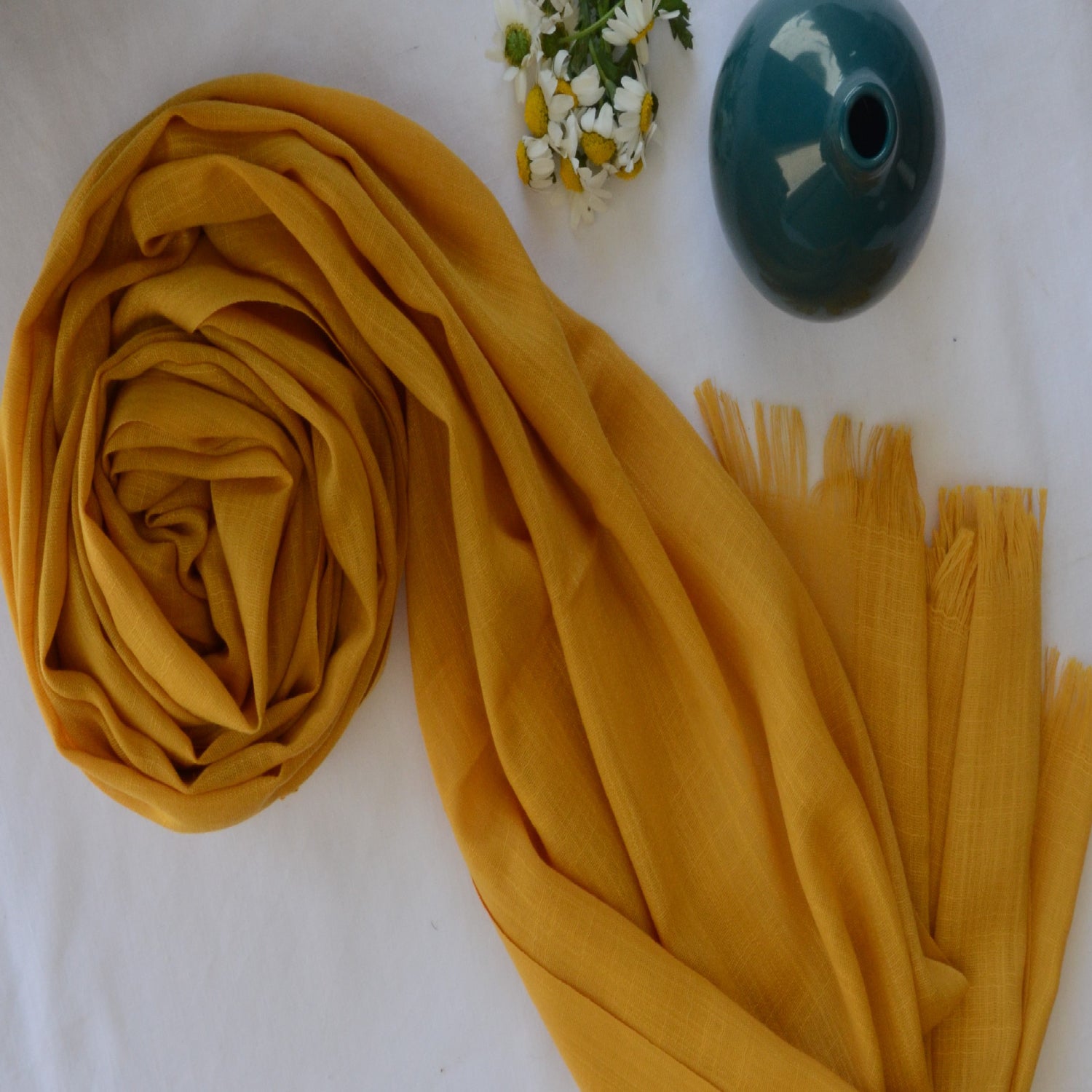 slub lawn Hijab in Mustard