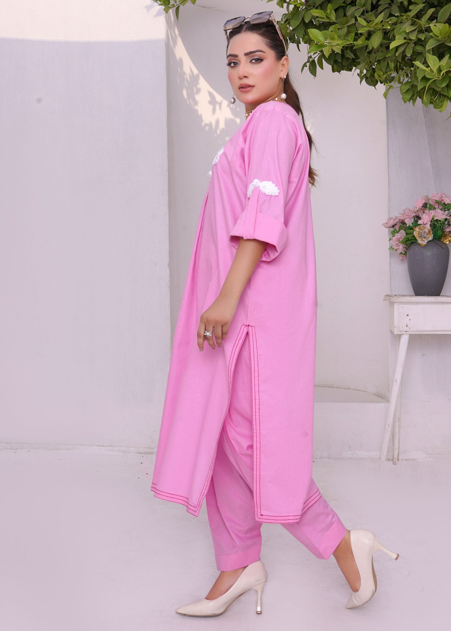 cotton Kurta Set in Cotton candy