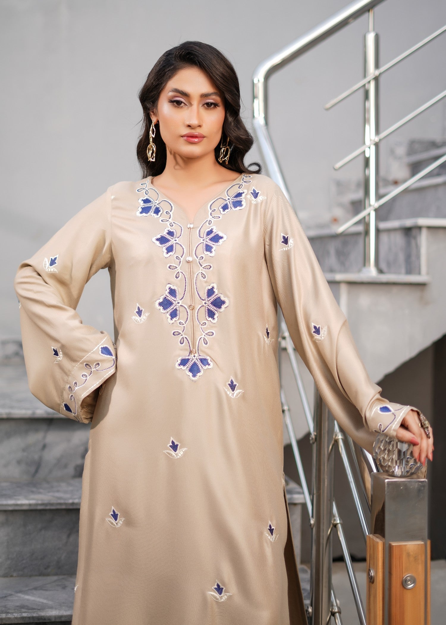 twill cotton Kurta Set in Beige