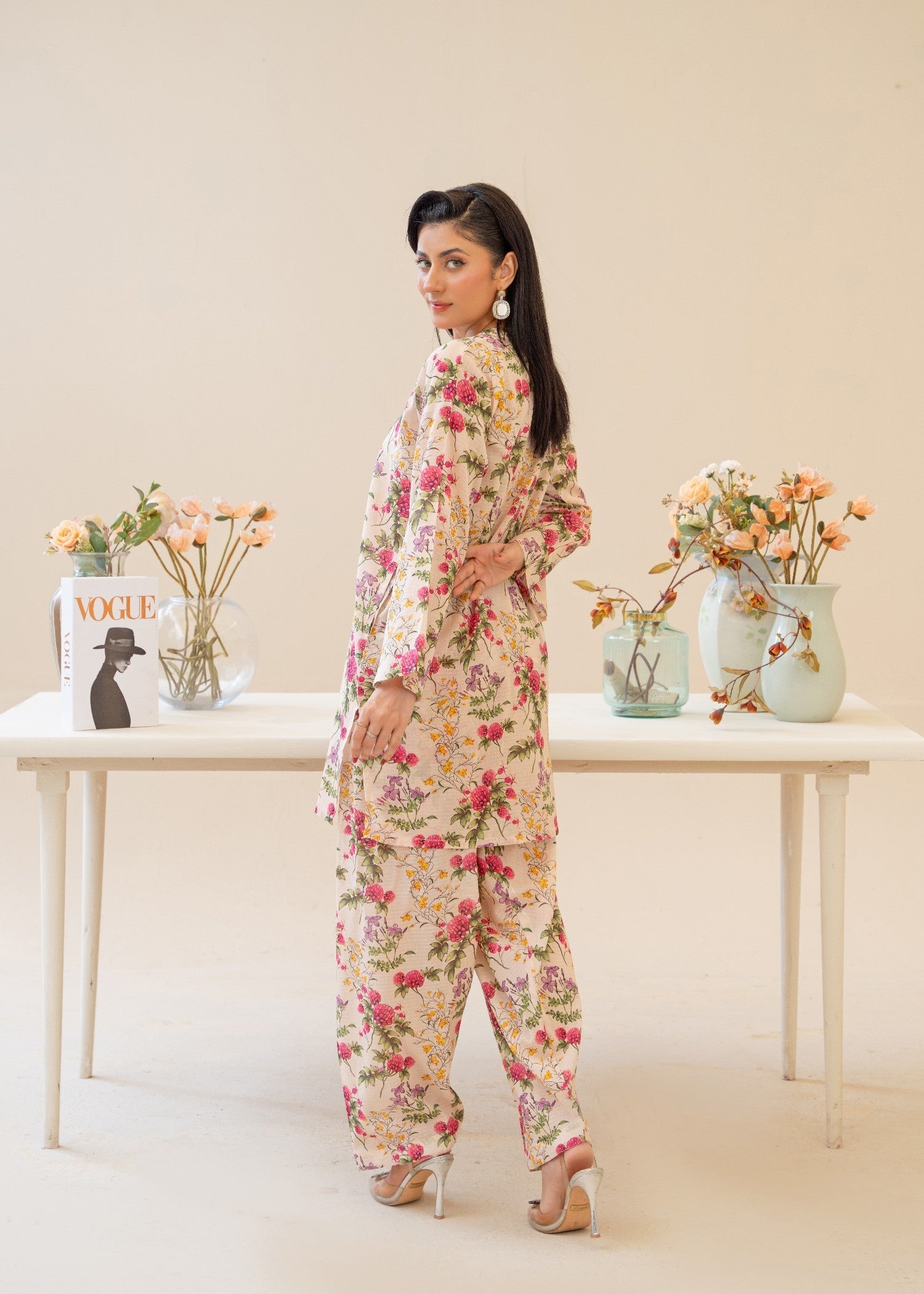 cotton dobby Co Ord Sets in Pink lace