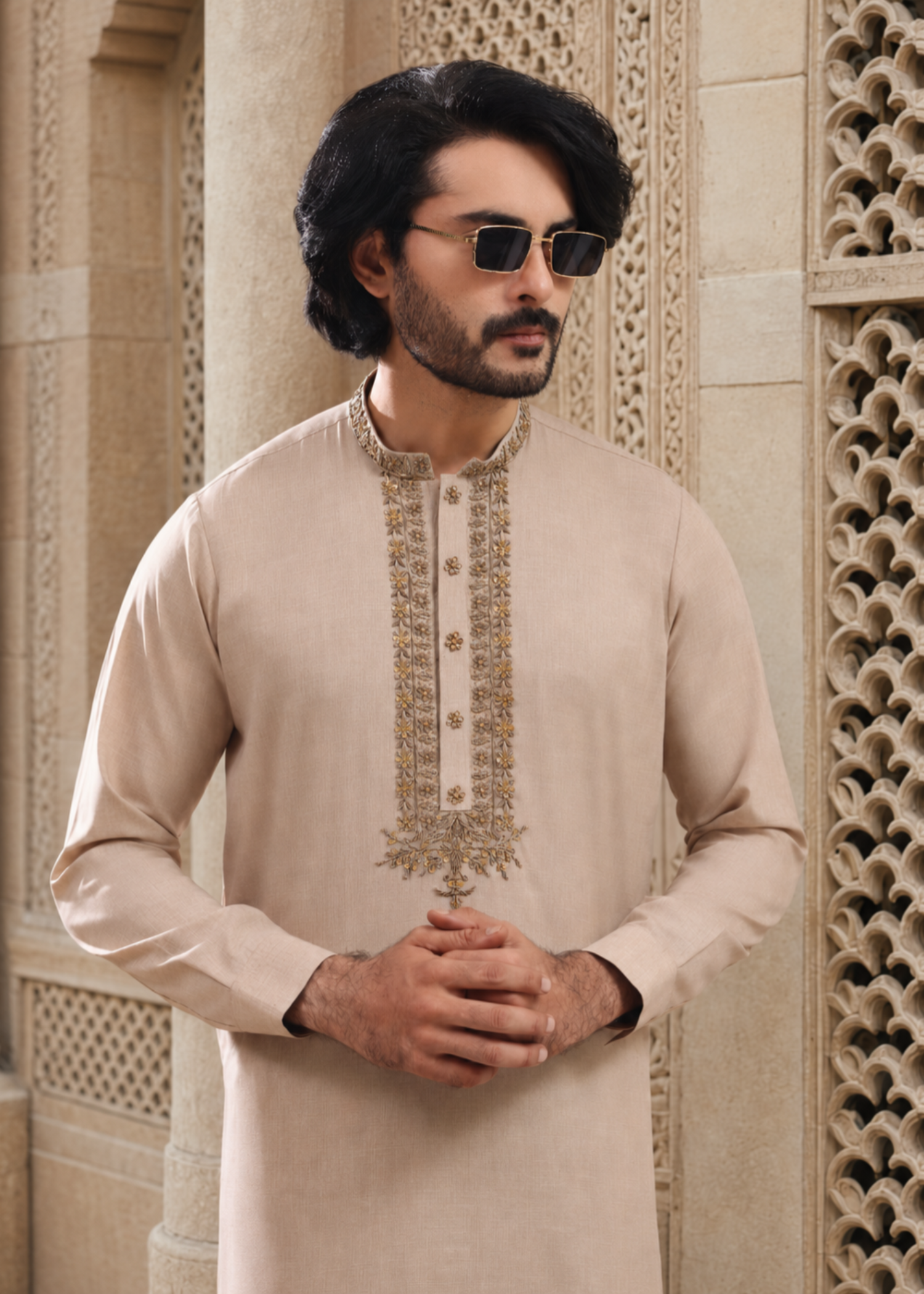 wash & wear Shalwar Kameez in Beige by The Great Masters (TGM)