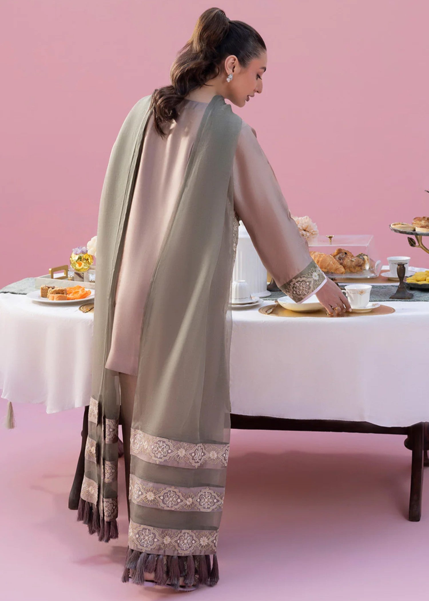 cotton silk Kurta Set in Camel brown