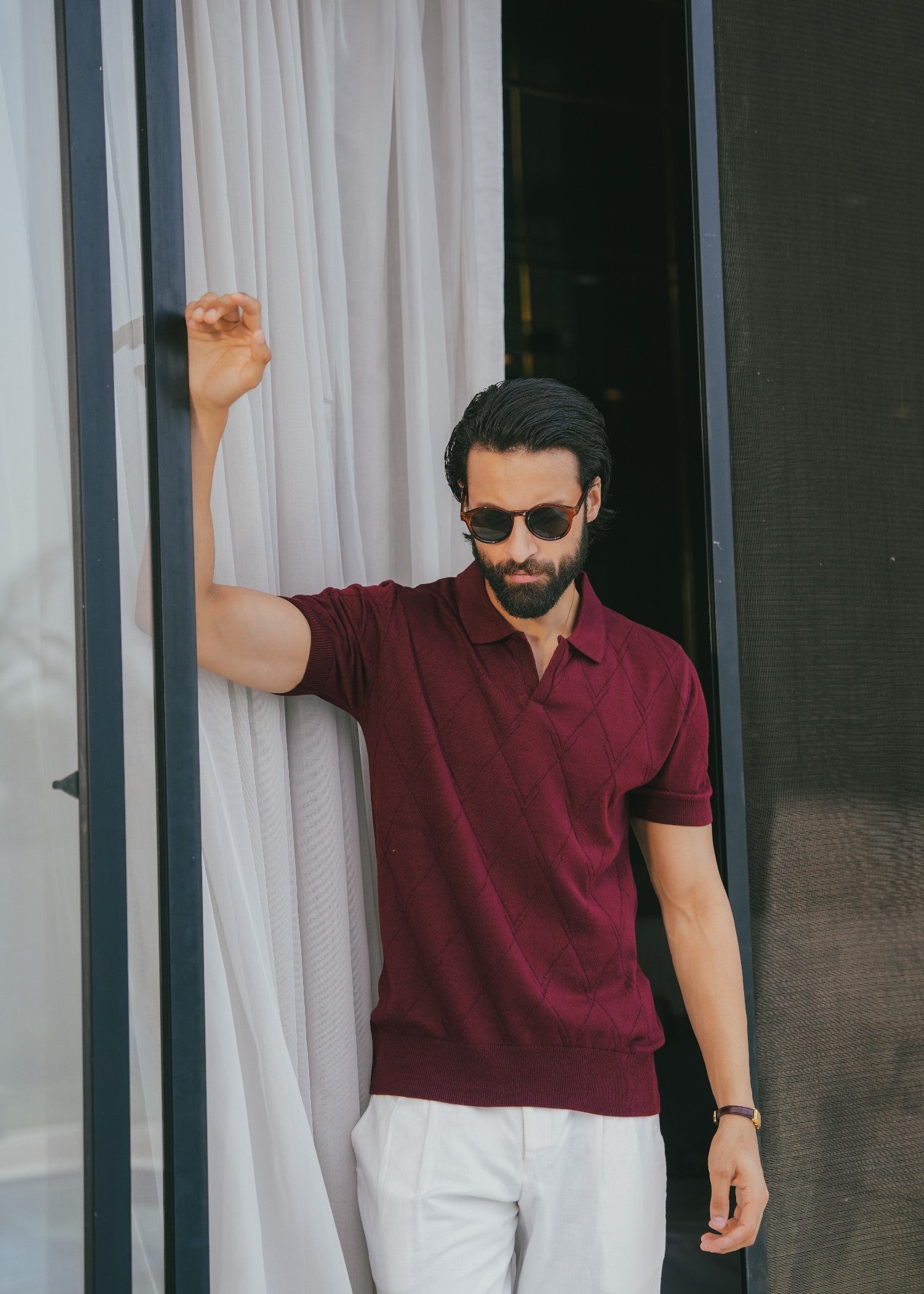 cotton Polo Shirt in Brick red