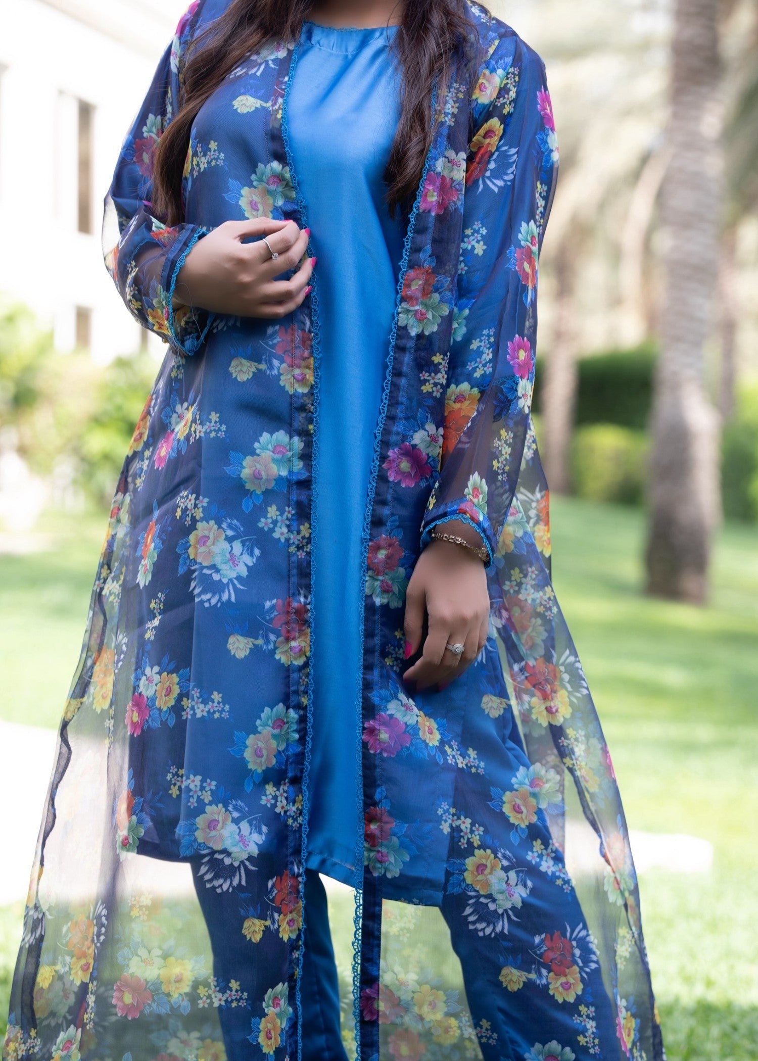 silk Gown in Cornflower blue