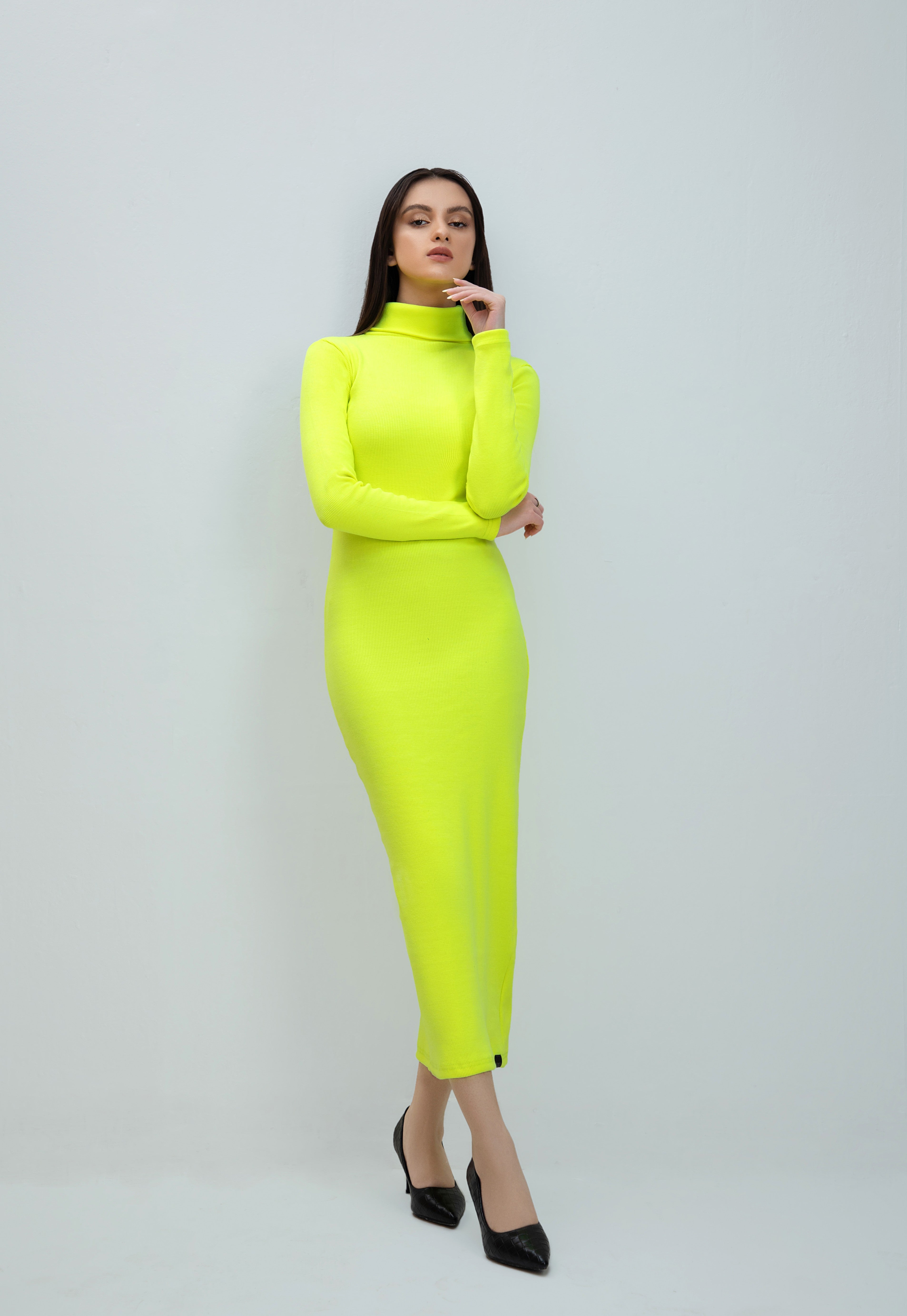 jersey knit Dress in Neon green