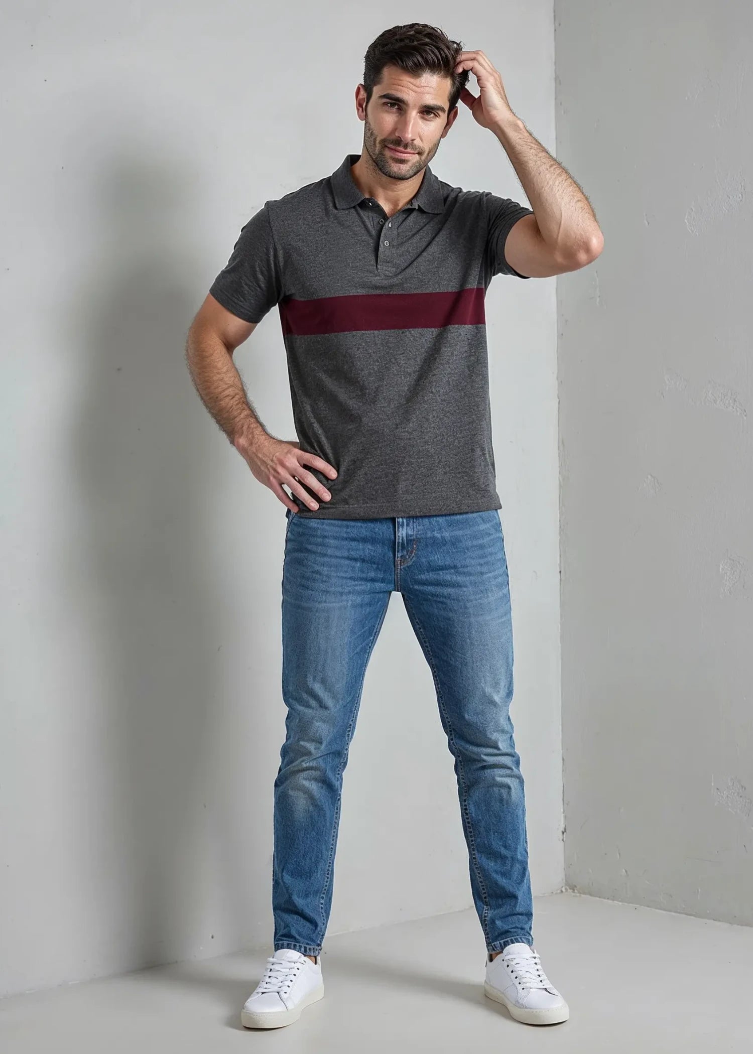 polycotton Polo Shirt in Charcoal