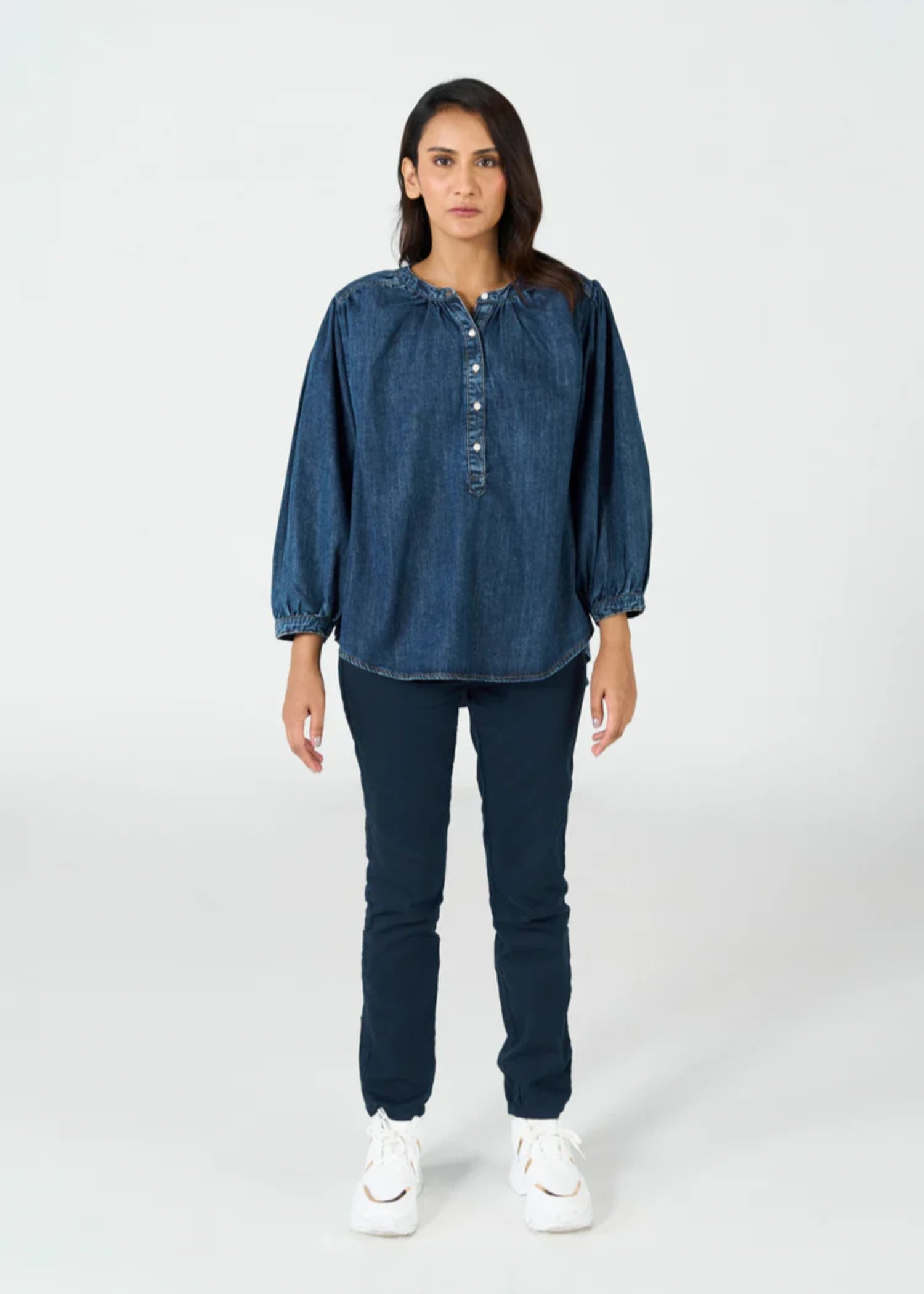 twill cotton Top in Blue