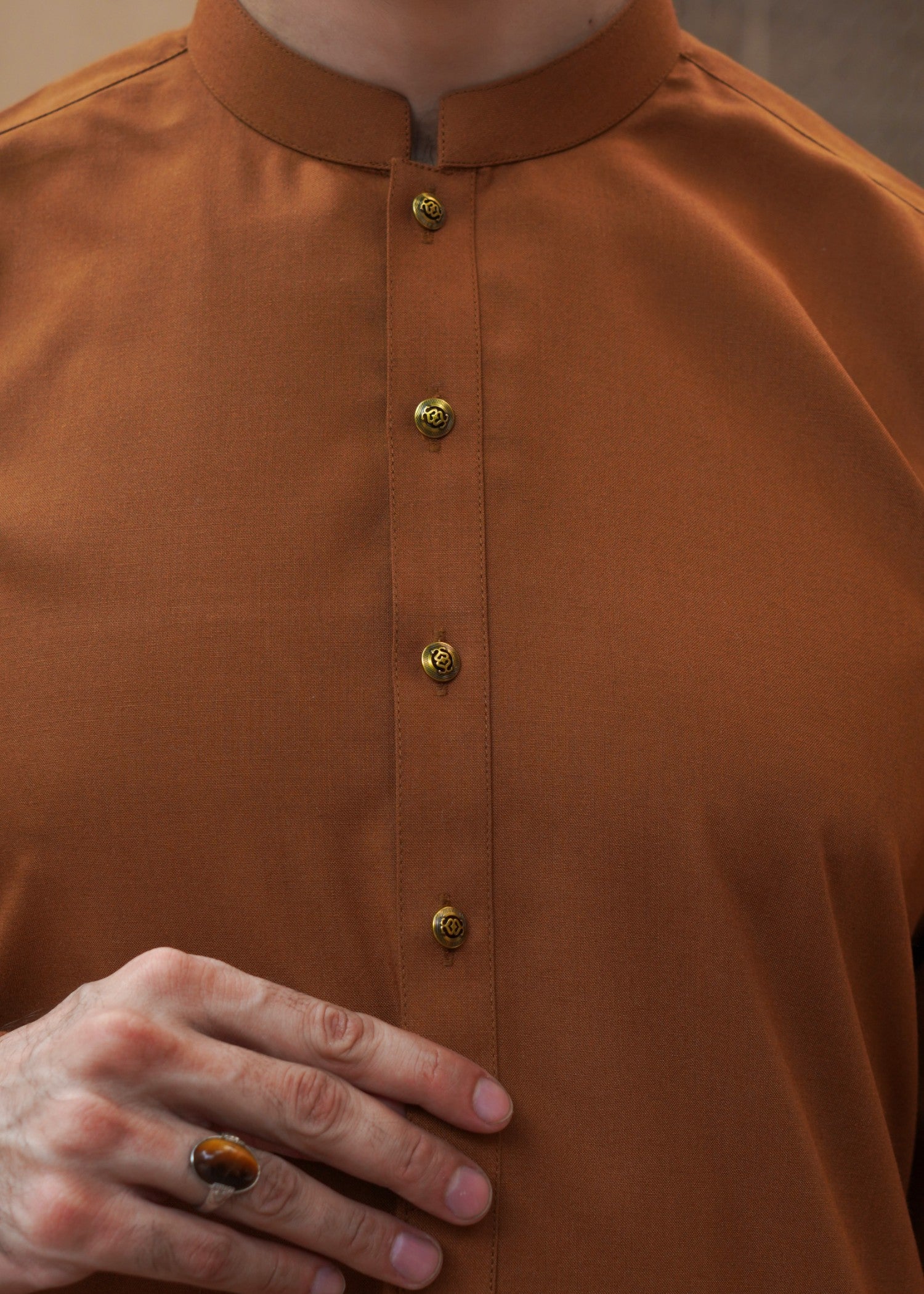 wool Kurta Set in Rust orange