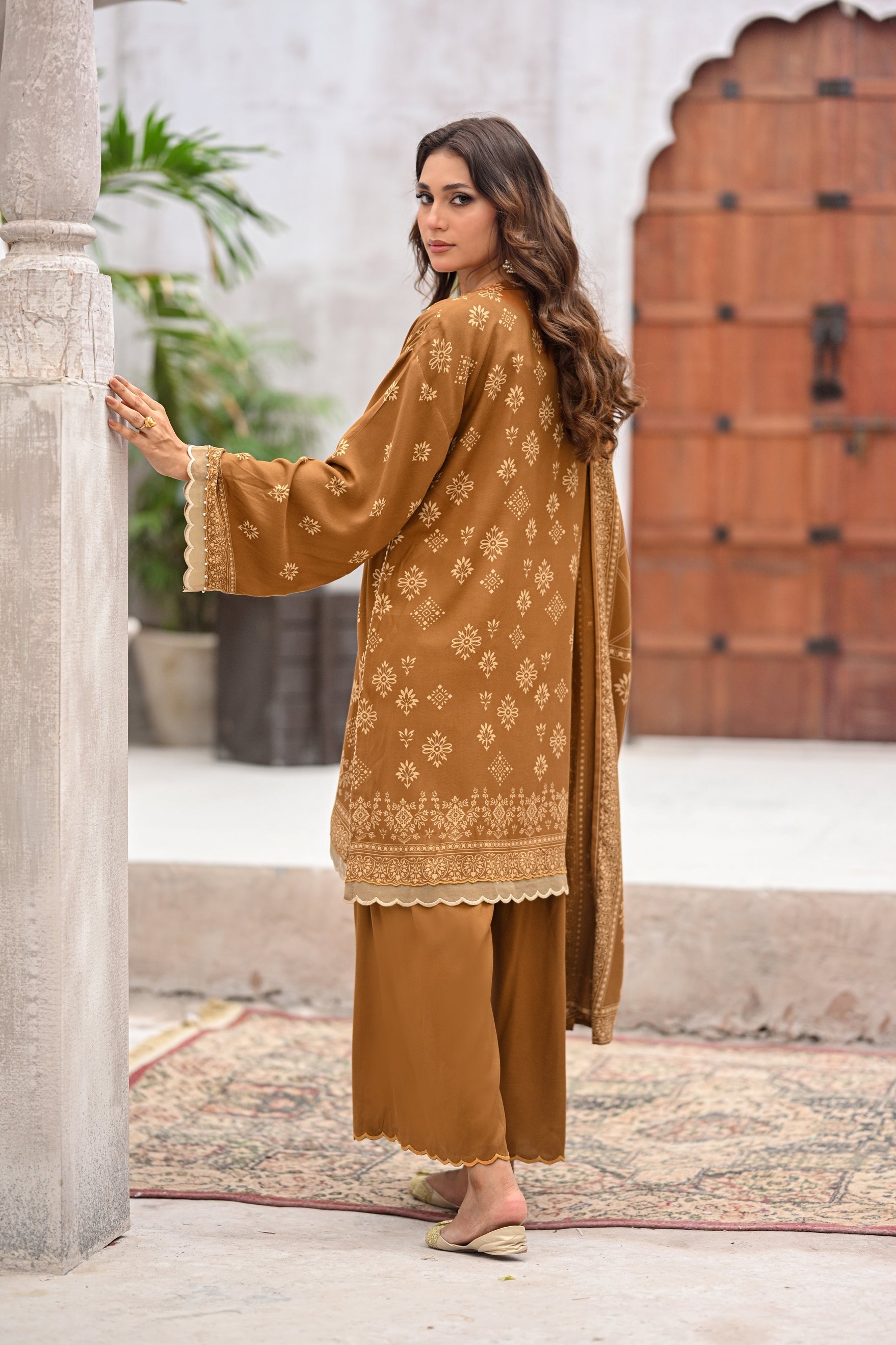 pashmina Unstitched in Mustard