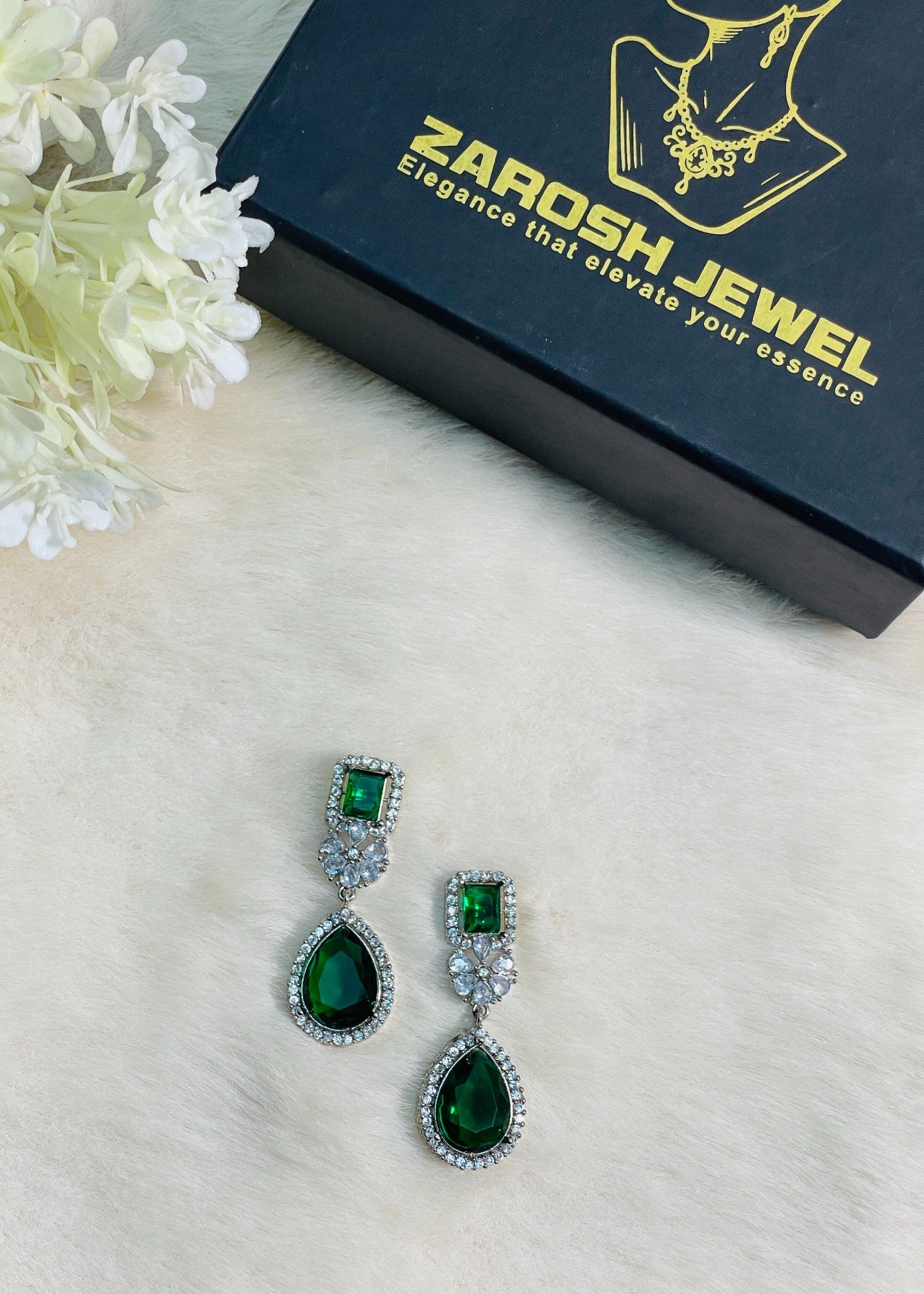Earrings in Emerald green Color by - Trendy Women Earrings PTM9964