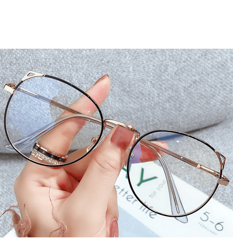 Stylish Women's Anti-Blue Light White Flat Mirror Glasses for Eye Protection