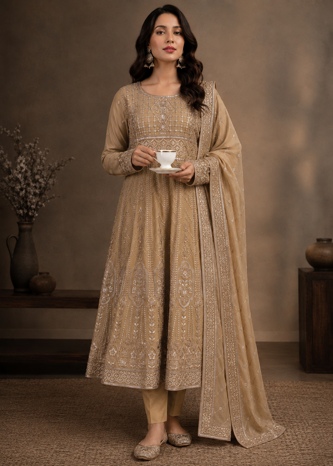 chiffon Maxi in Camel brown