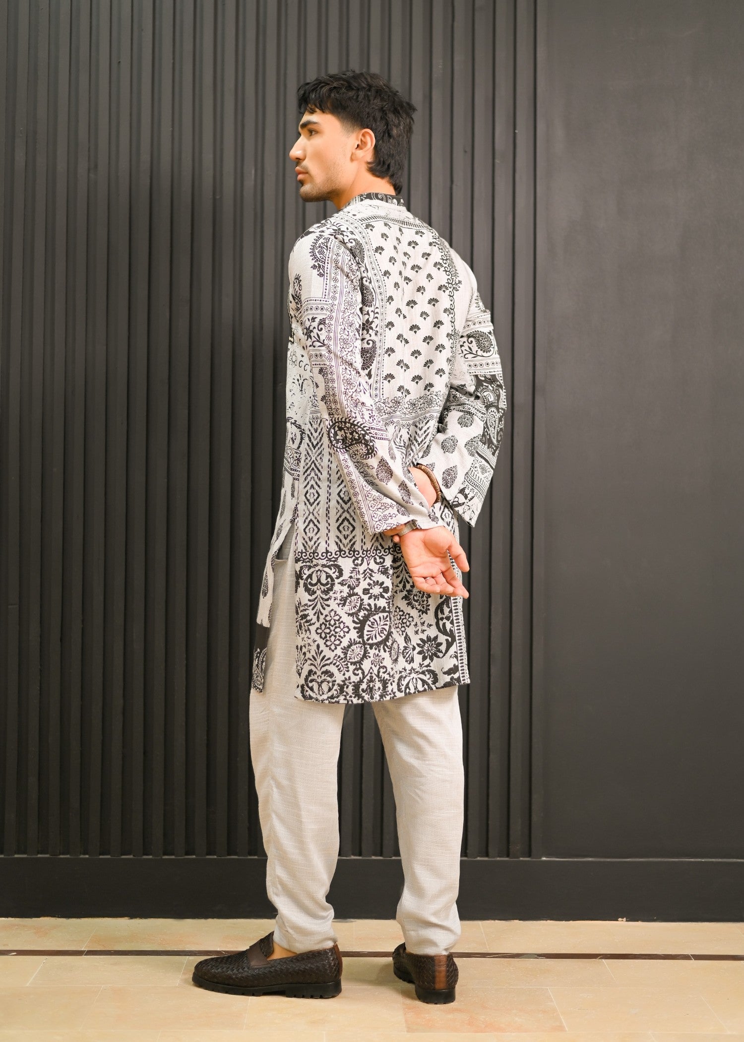 cotton net Kurta Set in Grey