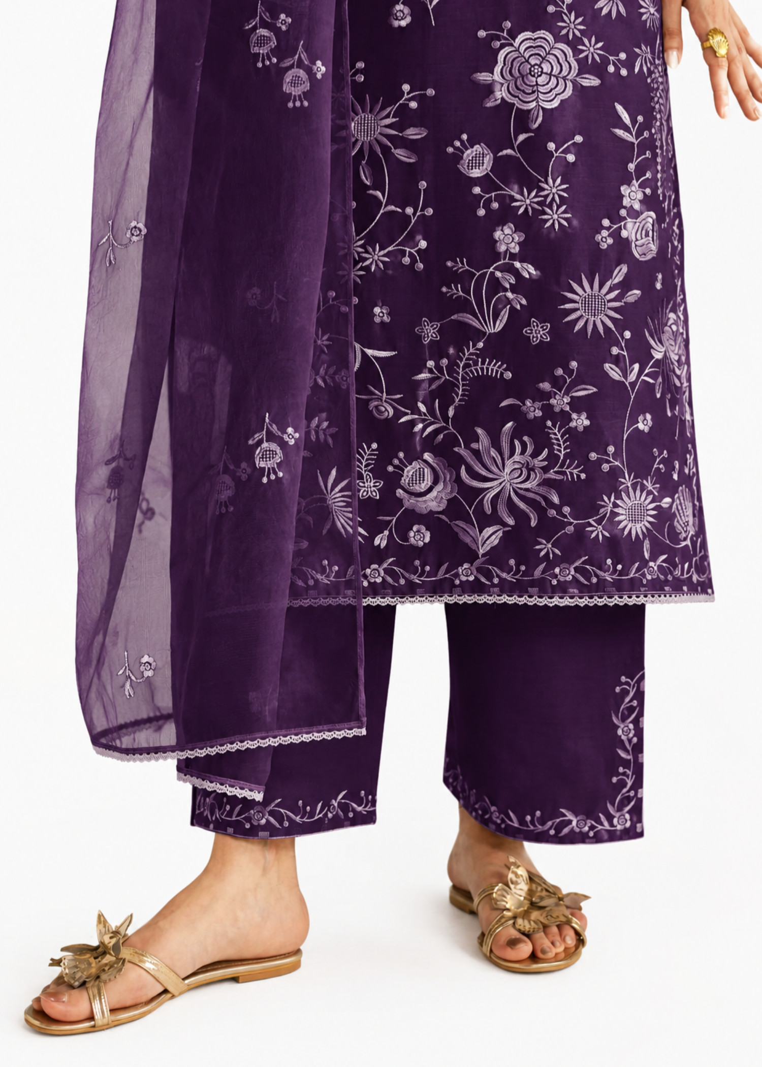 linen Kurta Set in Royal amethyst