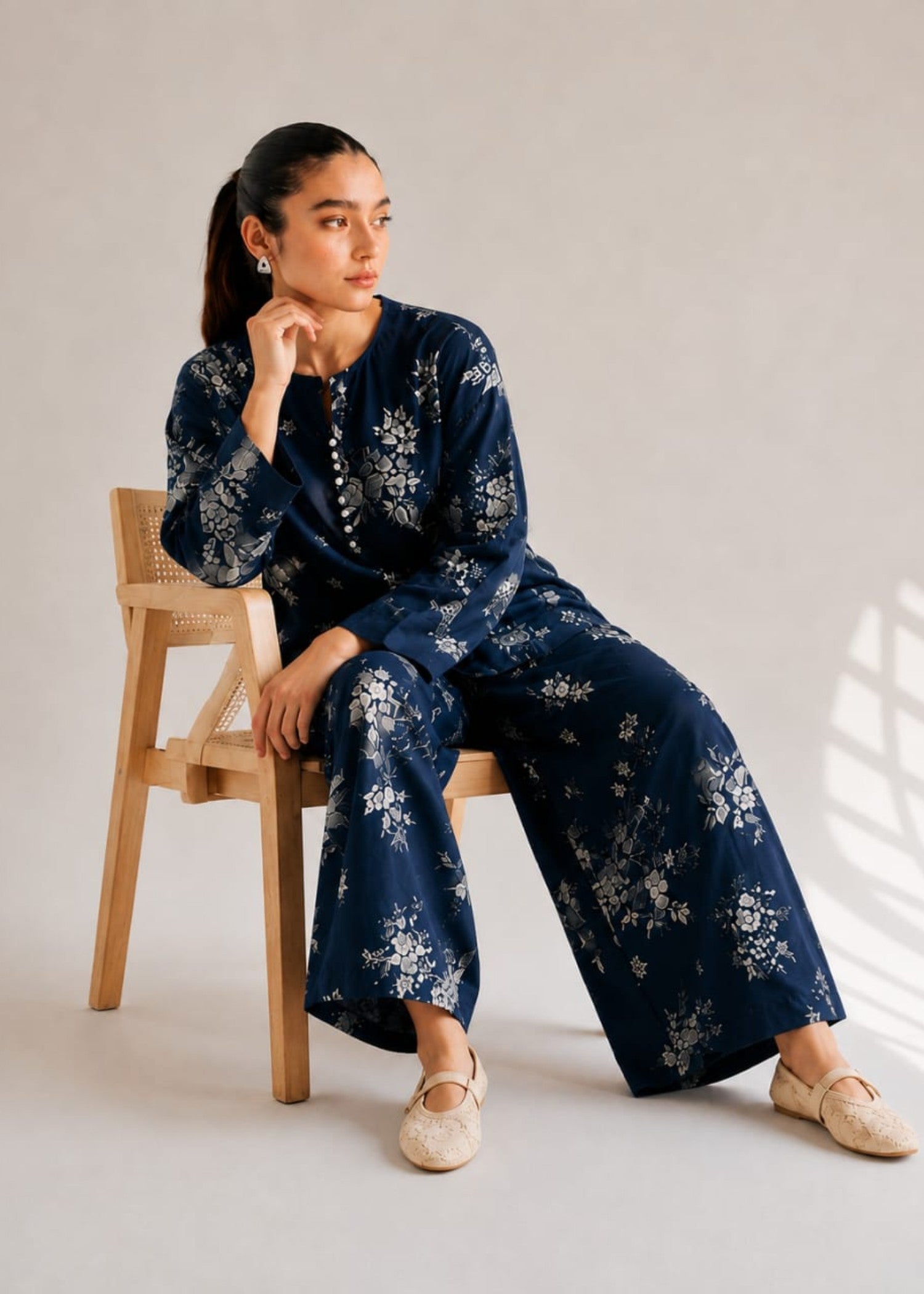lawn Co Ord Sets in Navy blue