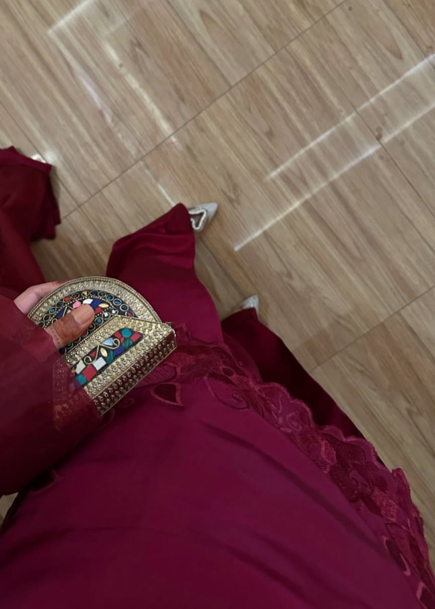 raw silk Kurta Set in Wine red