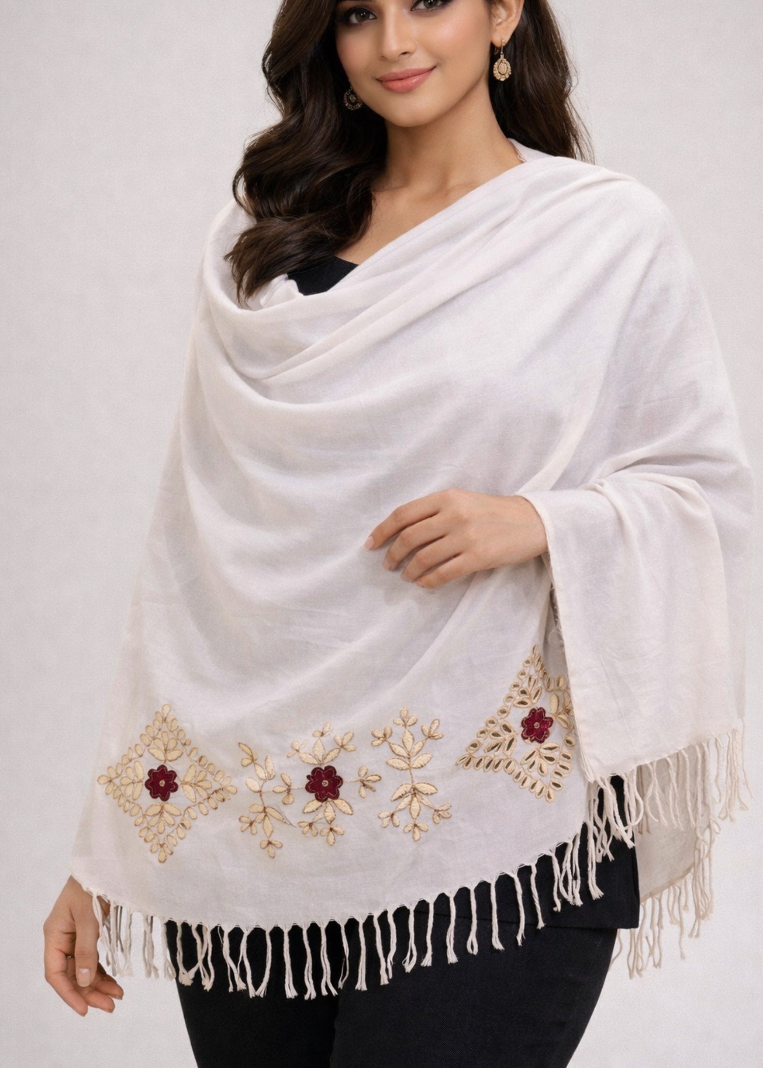 Scarf in White Color by - Trendy Women Scarf ZRD0392