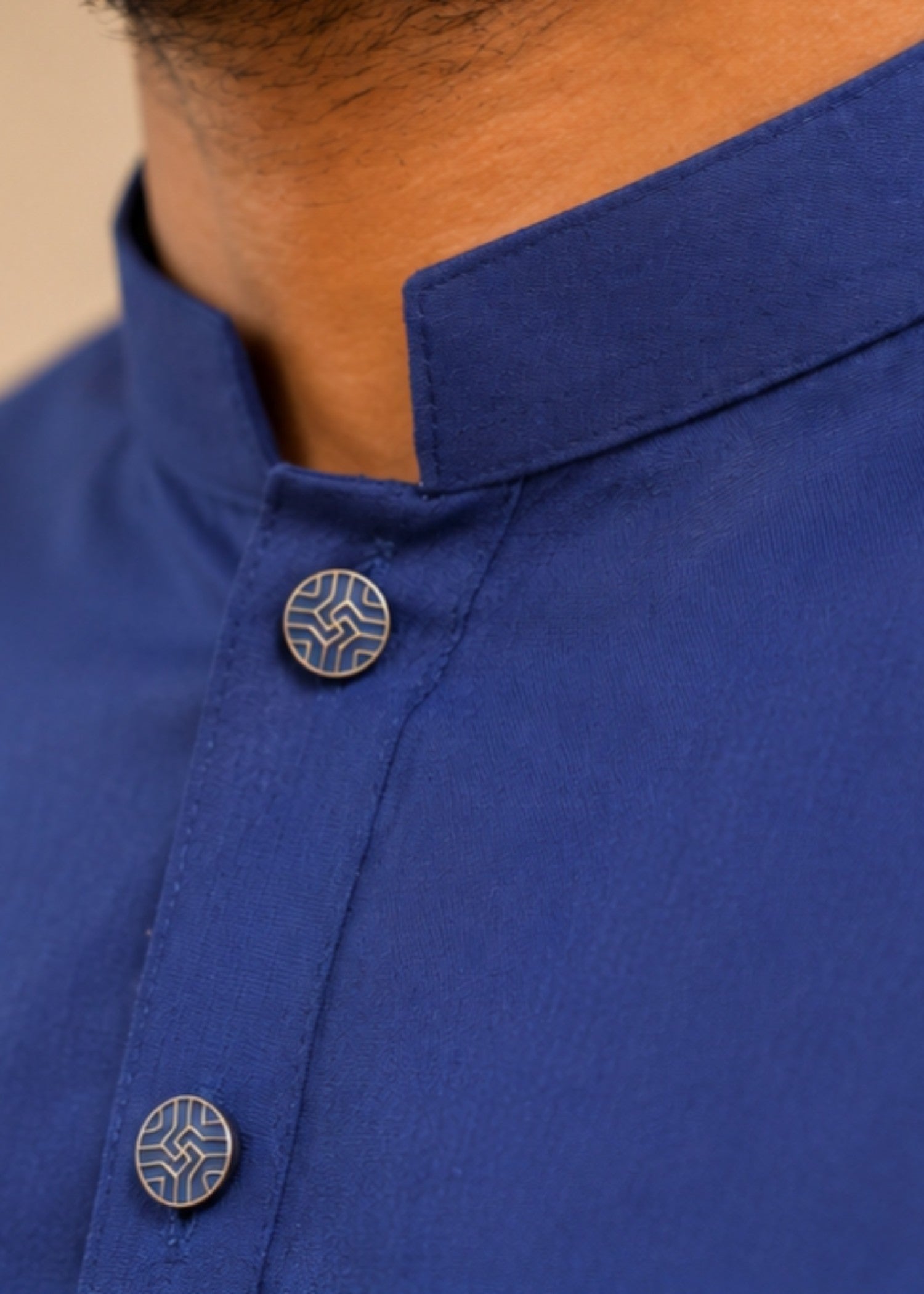cotton jacquard Kurta in Royal blue
