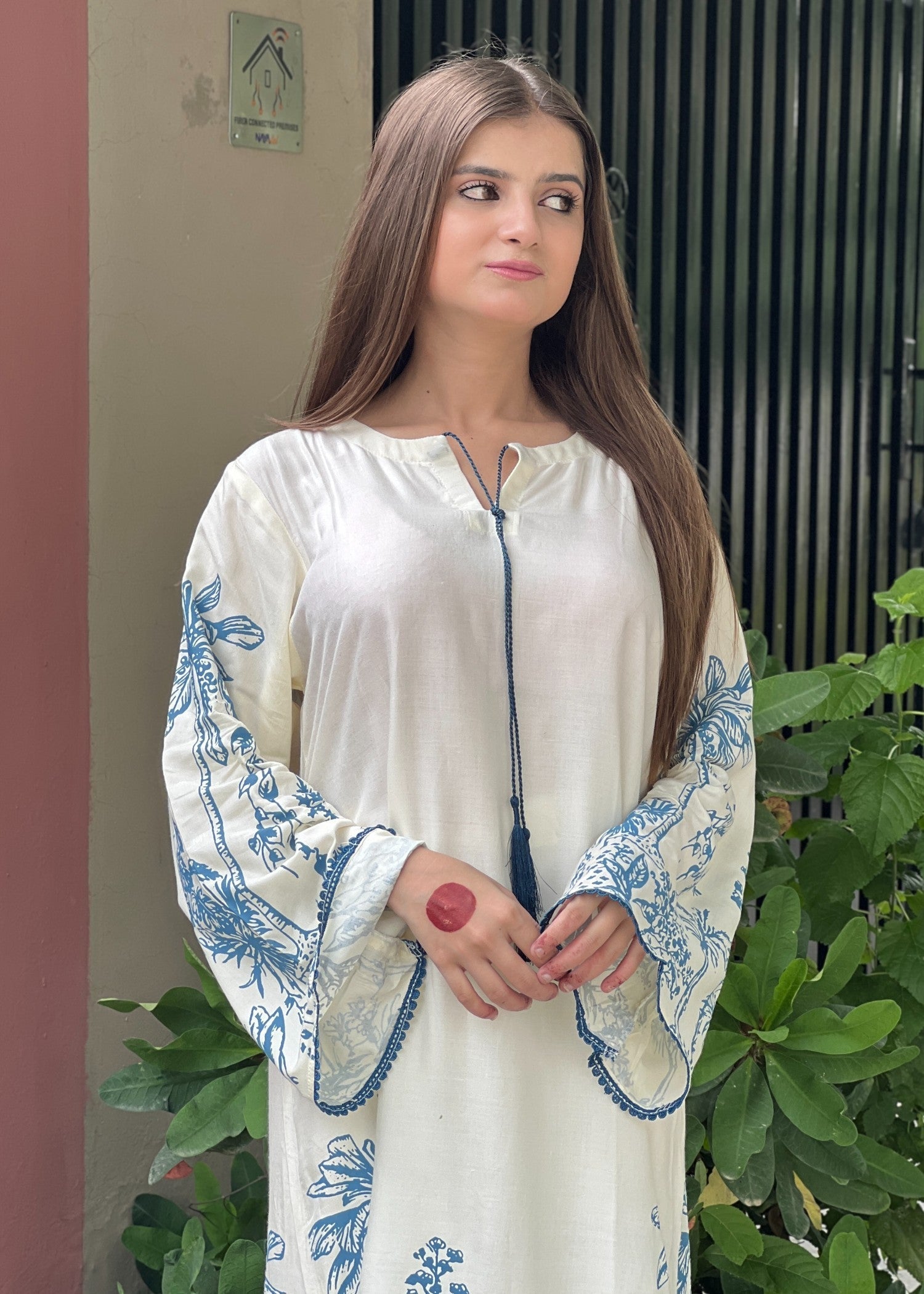 linen Kurta Set in Cream