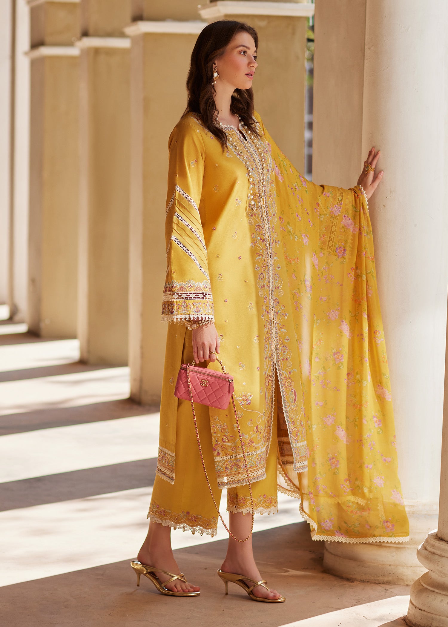 lawn Kurta Set in Marigold