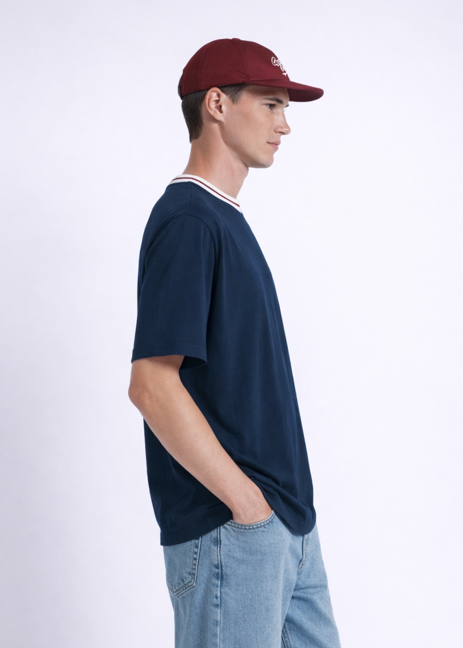 cotton jersey T Shirt in Navy blue