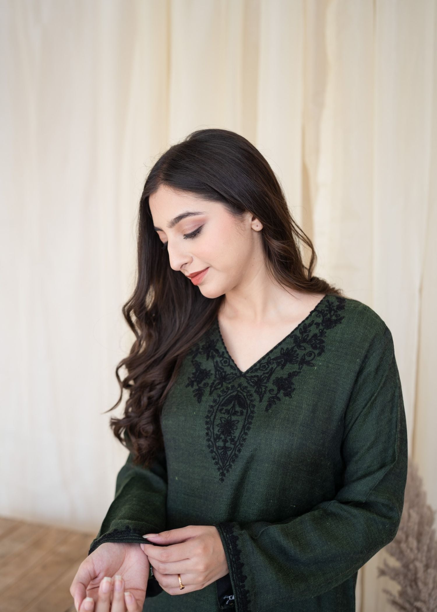 pashmina Kurta Set in Green