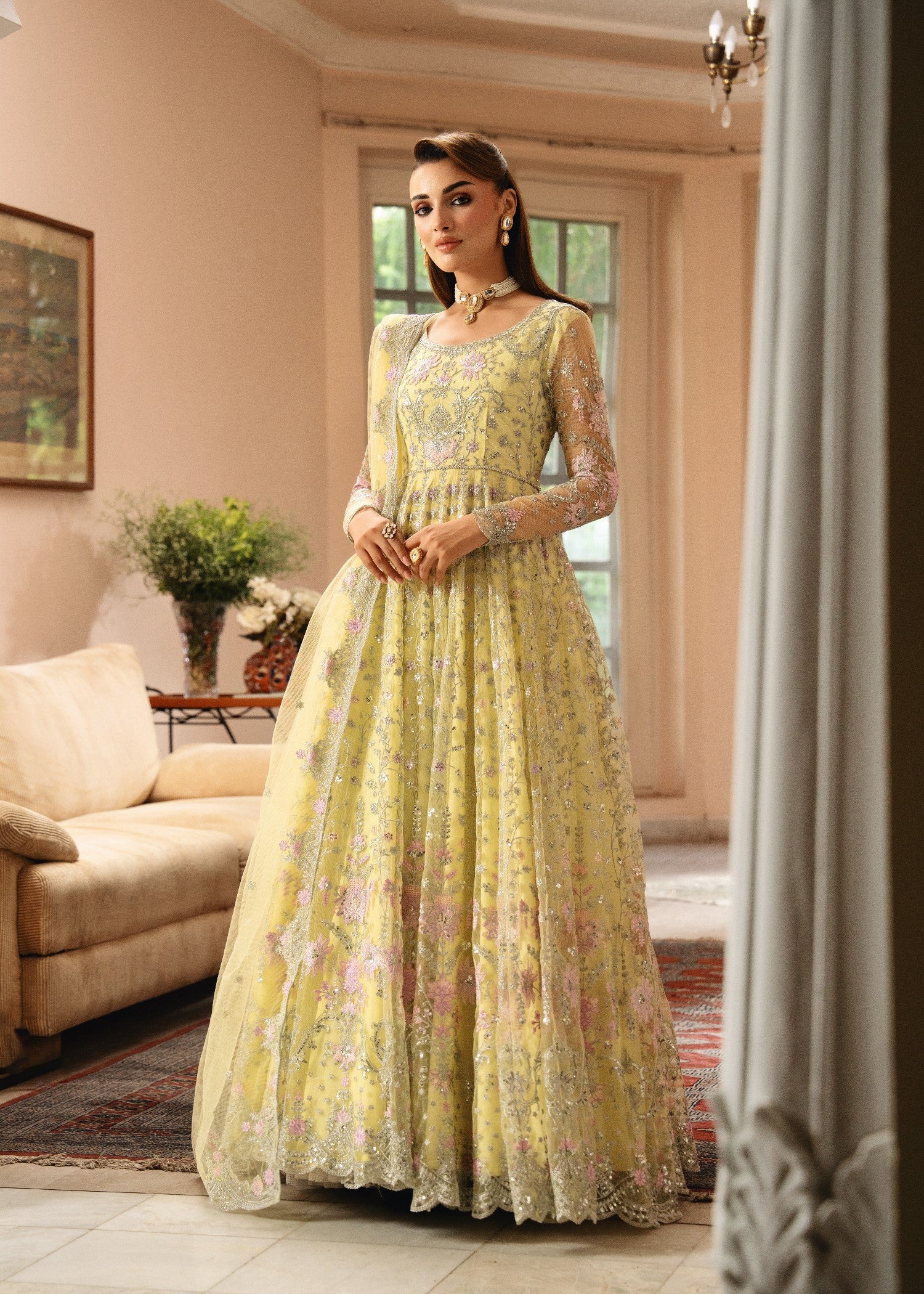 net Pishwas in Light yellow