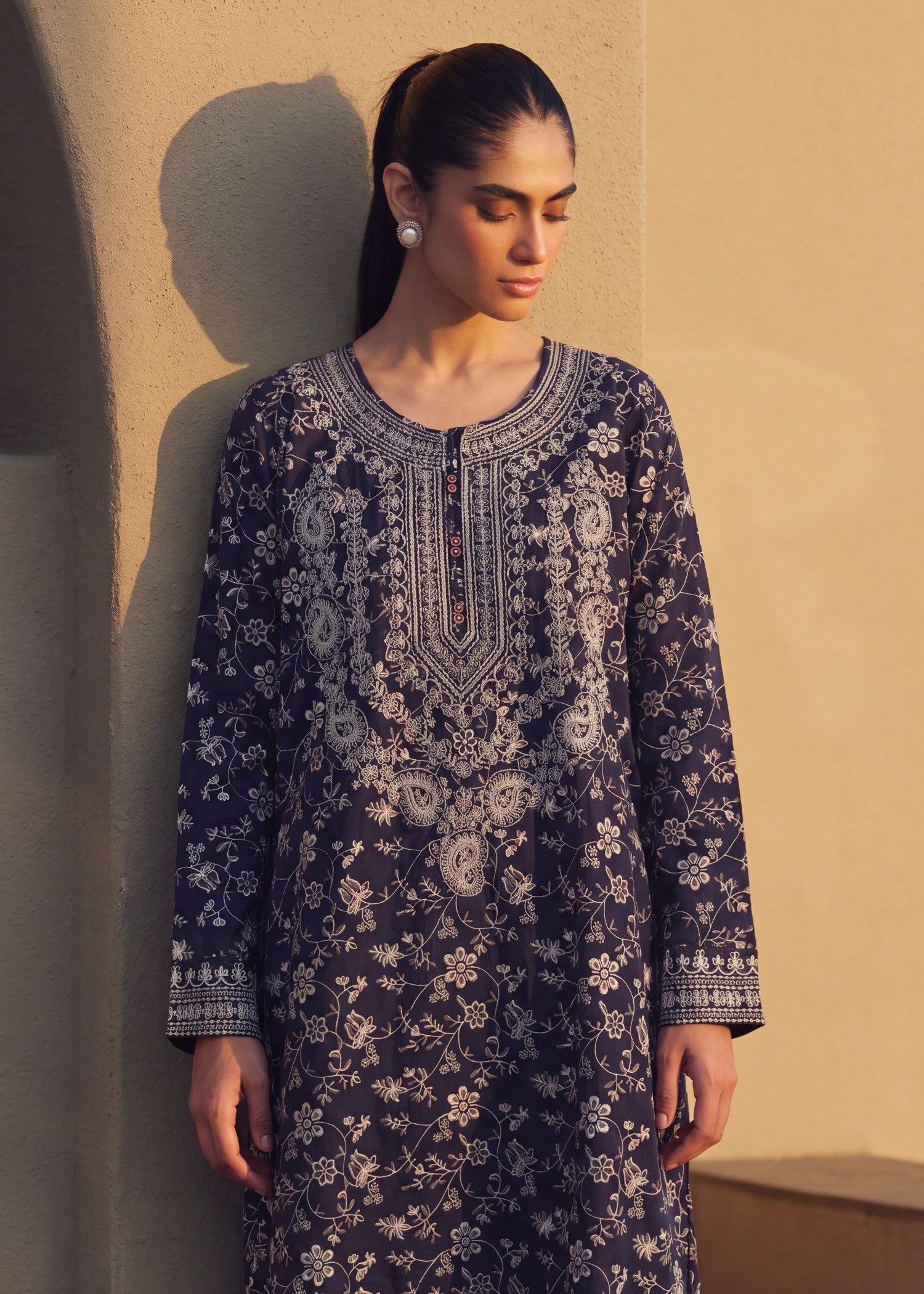 cotton Kaftan in Midnight blue