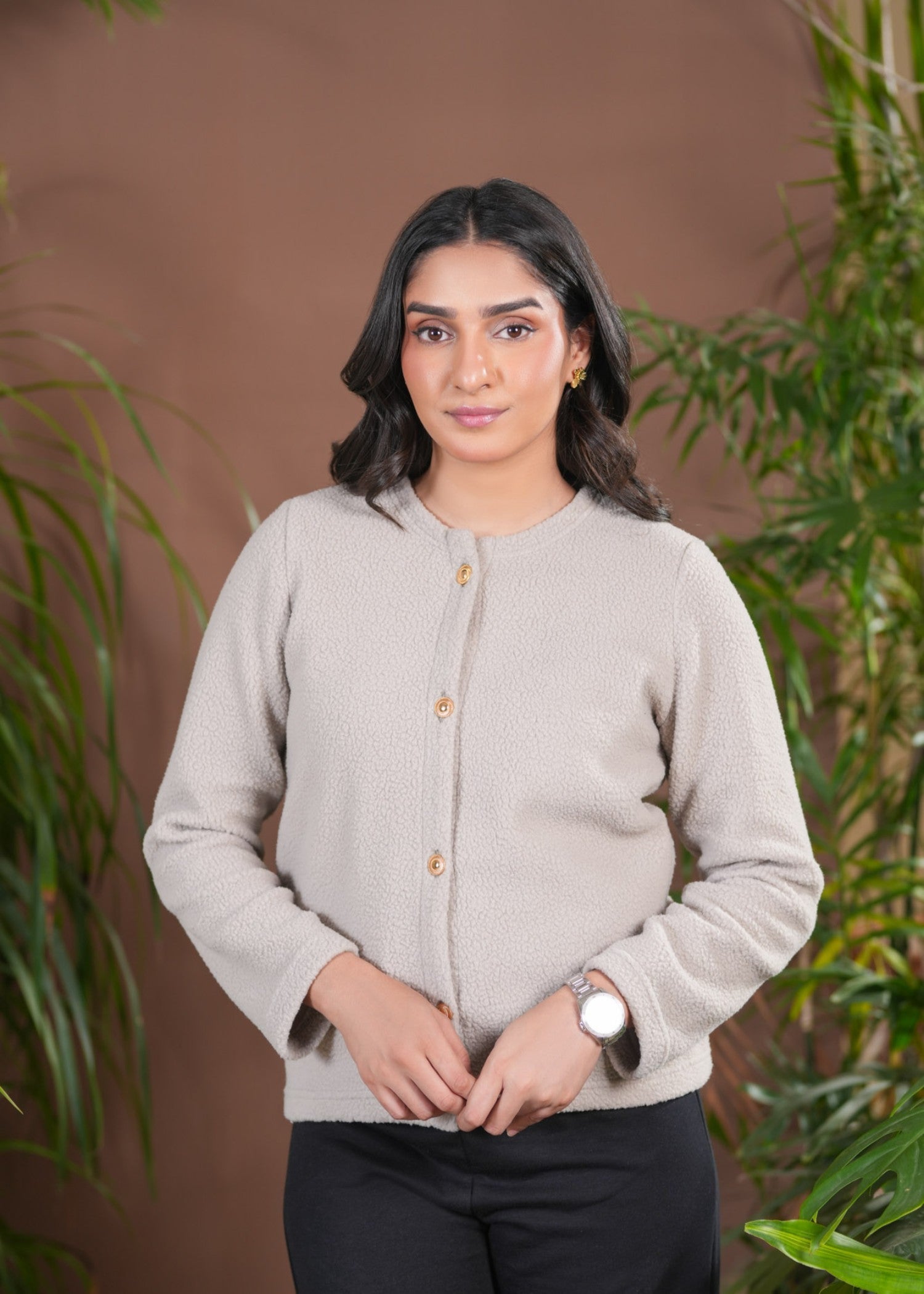 polyester Sweater in Beige
